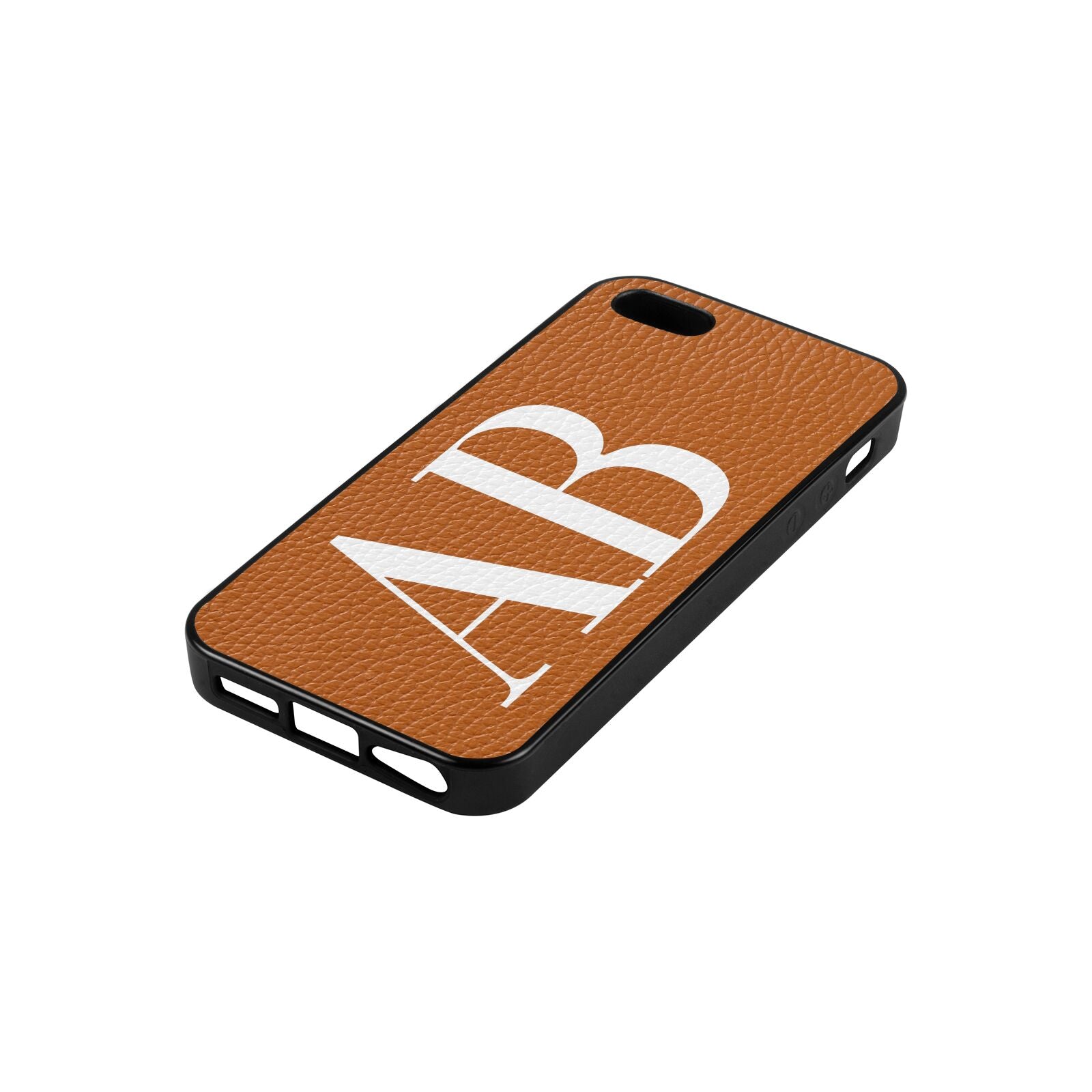 Personalised Bold Font Tan Pebble Leather iPhone 5 Case Side Angle