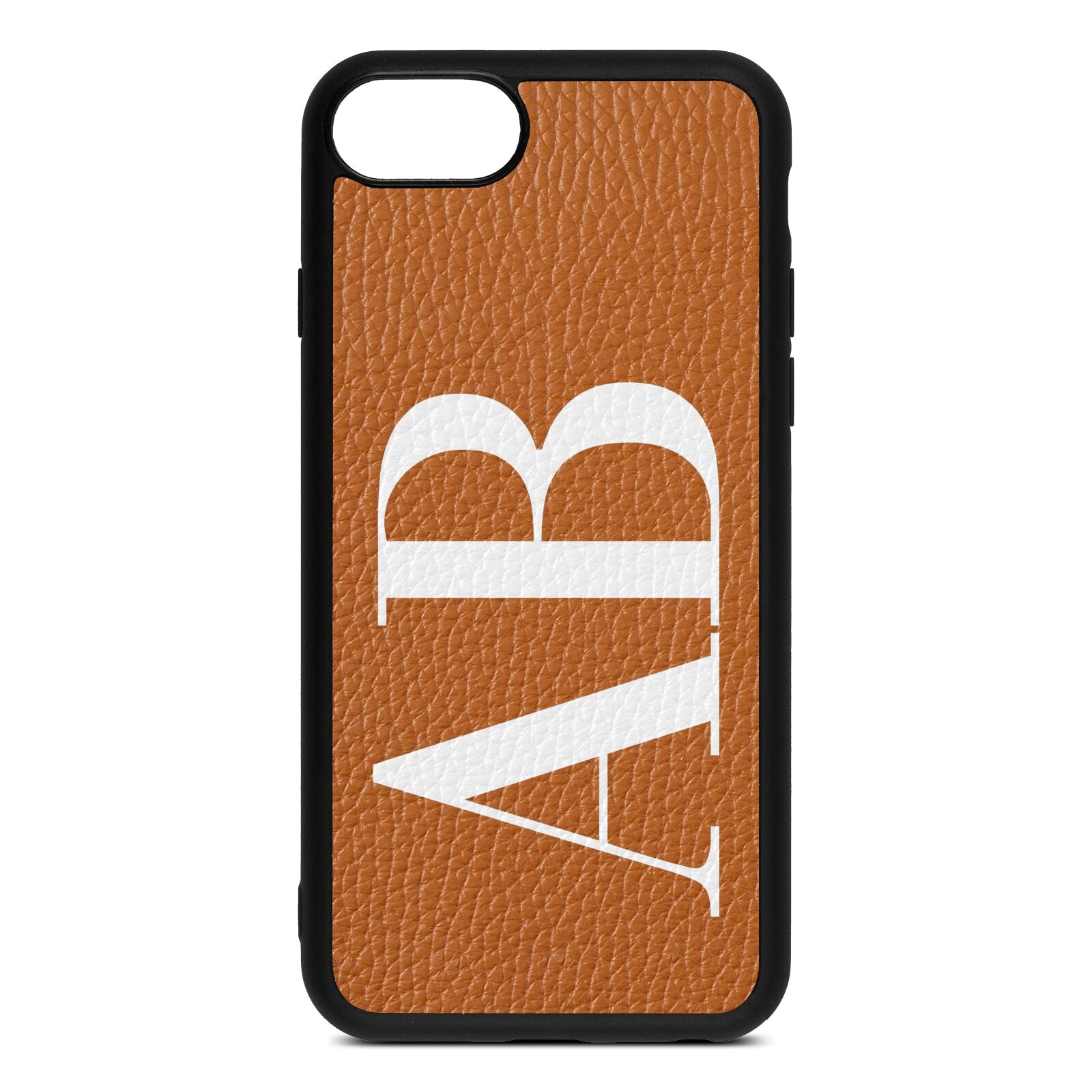 Personalised Bold Font Tan Pebble Leather iPhone 8 Case