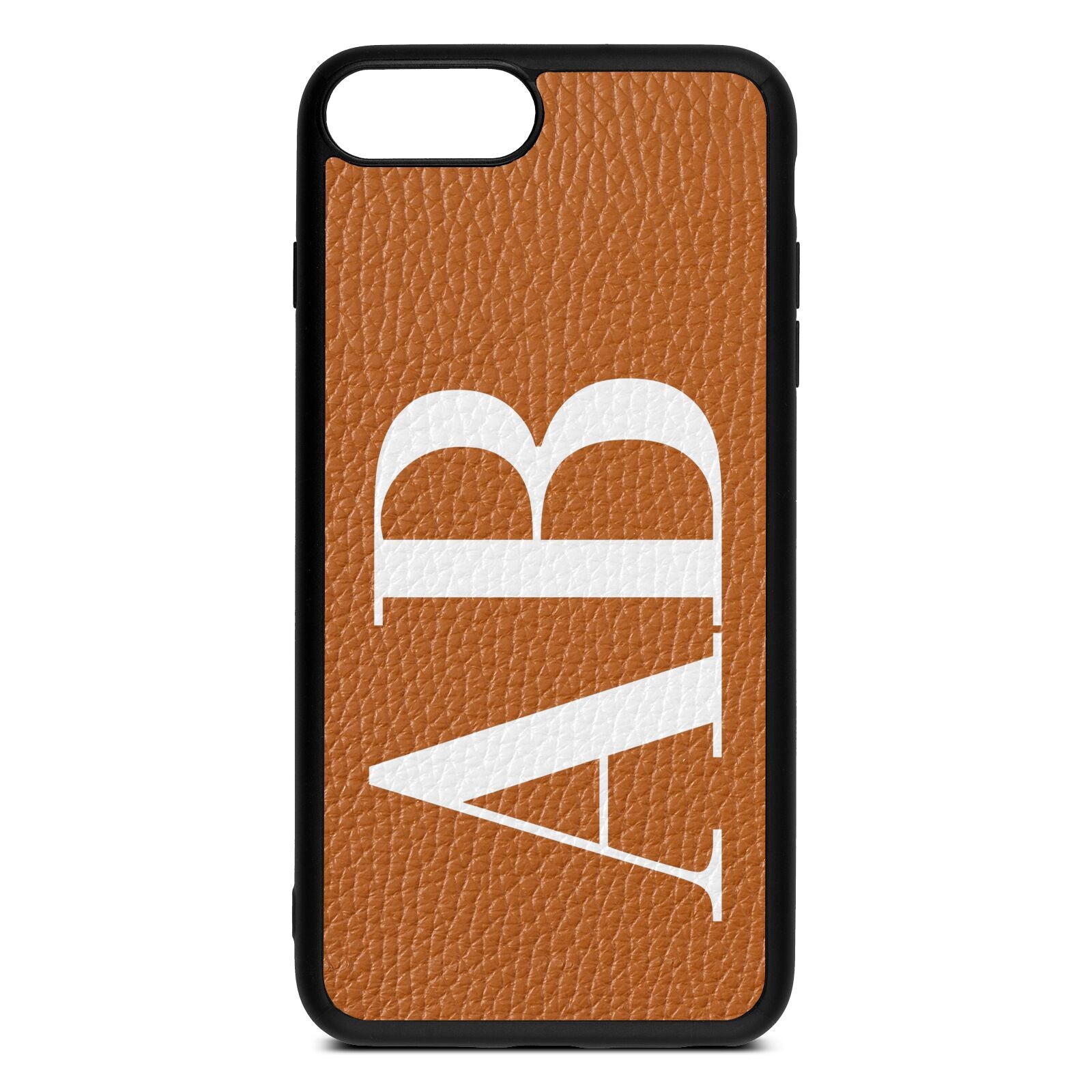 Personalised Bold Font Tan Pebble Leather iPhone 8 Plus Case