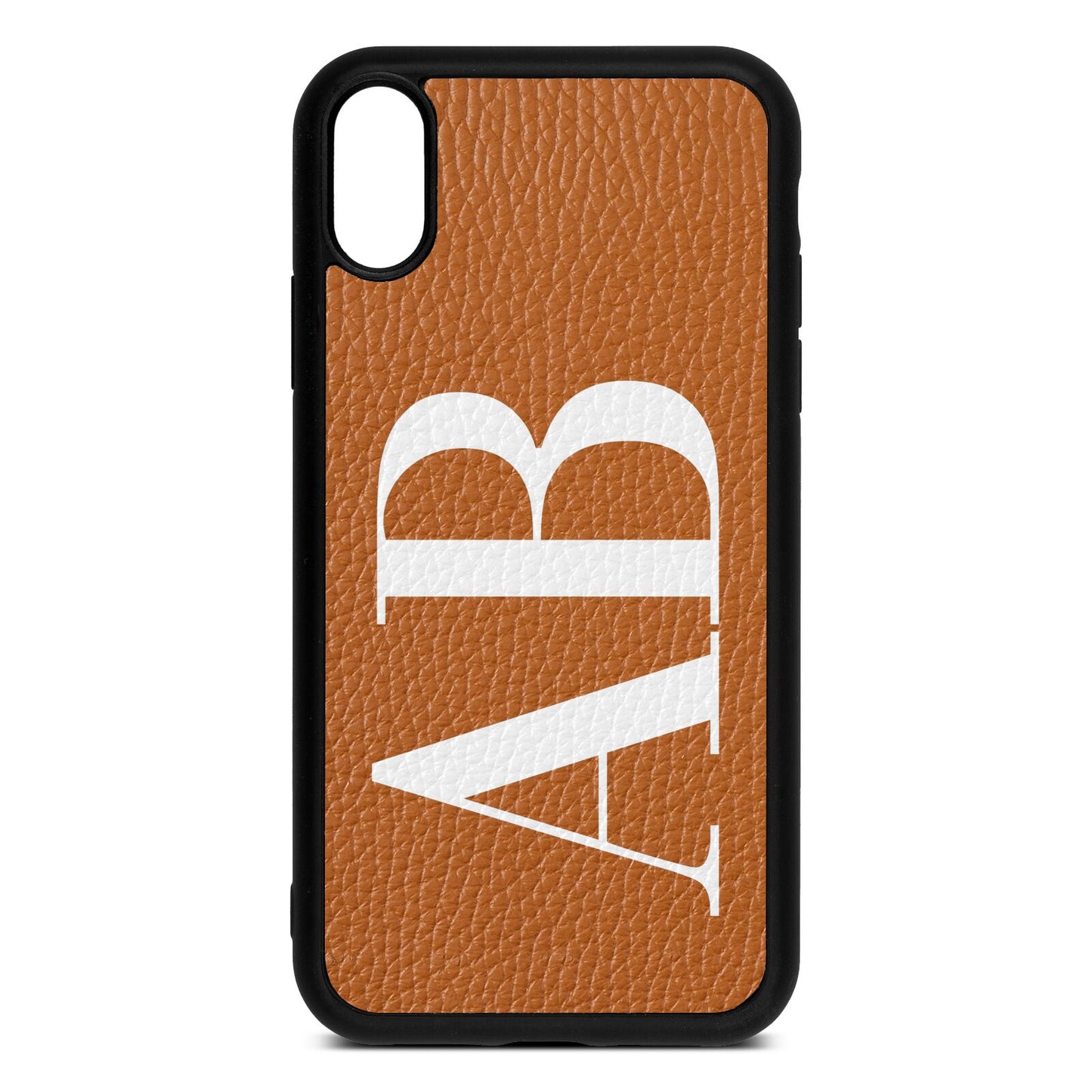 Personalised Bold Font Tan Pebble Leather iPhone Xr Case