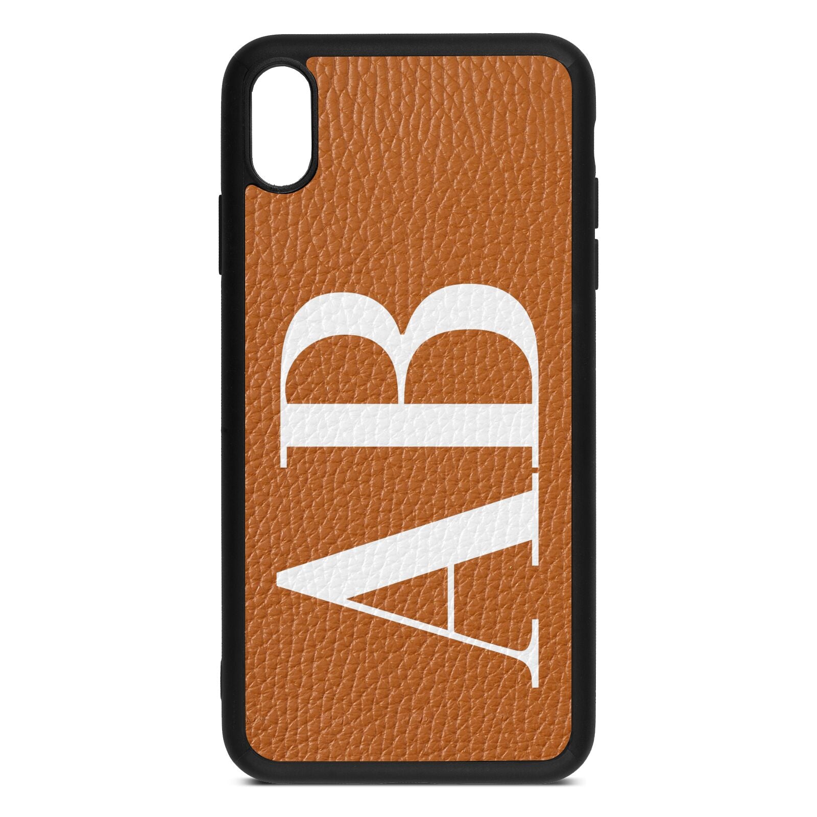 Personalised Bold Font Tan Pebble Leather iPhone Xs Max Case