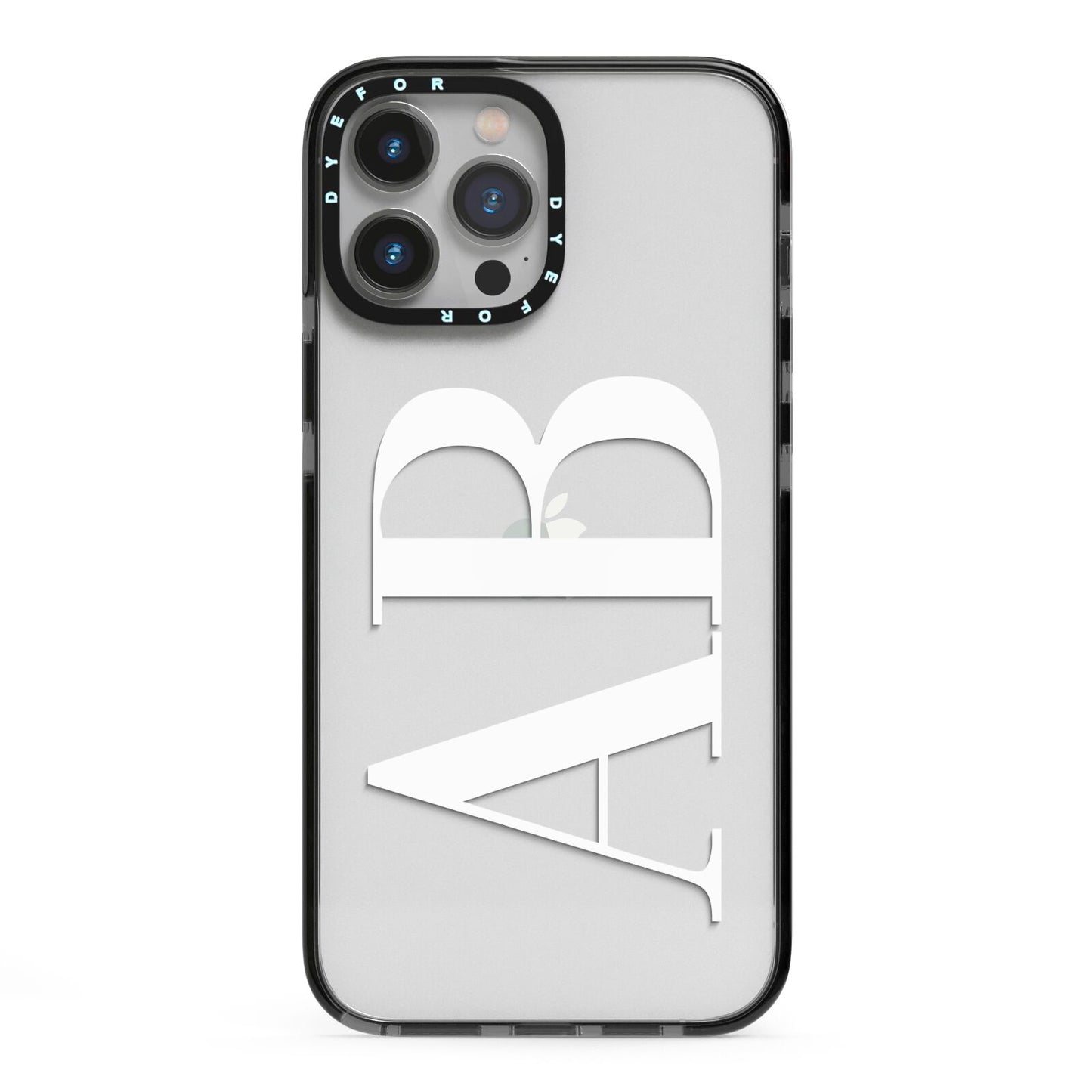 Personalised Bold Font iPhone 13 Pro Max Black Impact Case on Silver phone