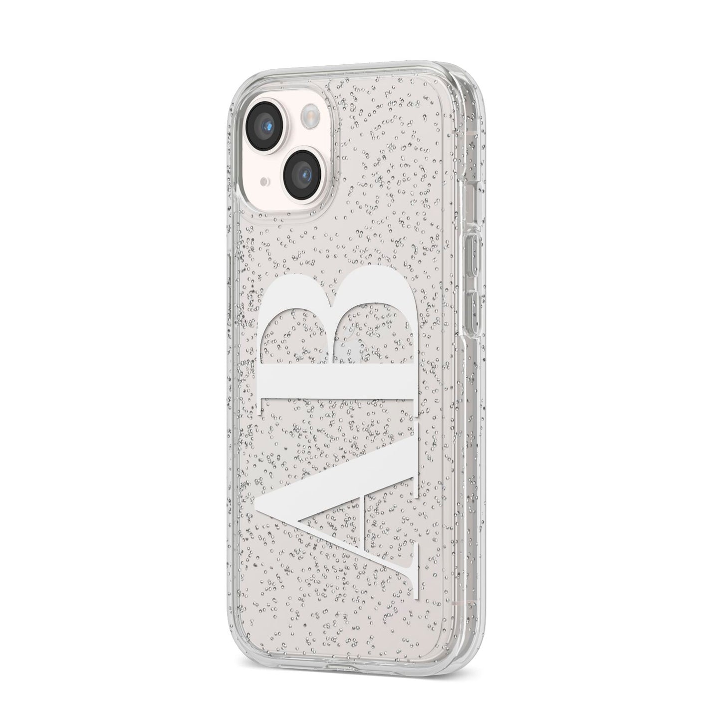 Personalised Bold Font iPhone 14 Glitter Tough Case Starlight Angled Image