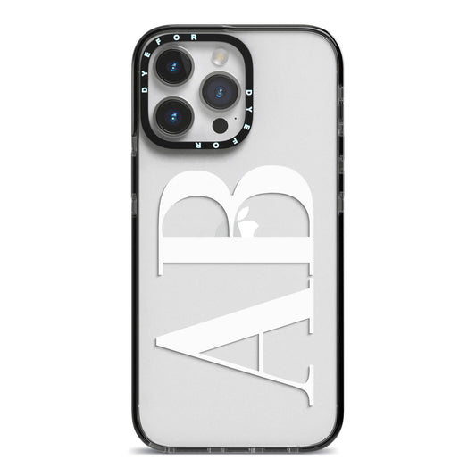 Personalised Bold Font iPhone 14 Pro Max Black Impact Case on Silver phone
