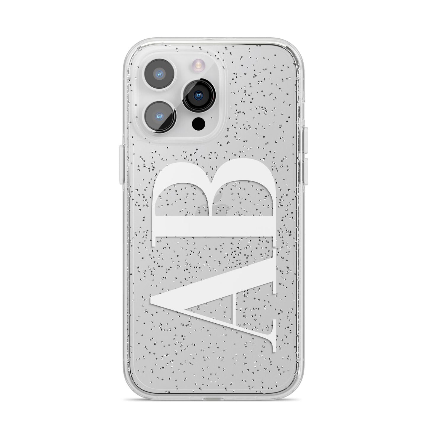 Personalised Bold Font iPhone 14 Pro Max Glitter Tough Case Silver