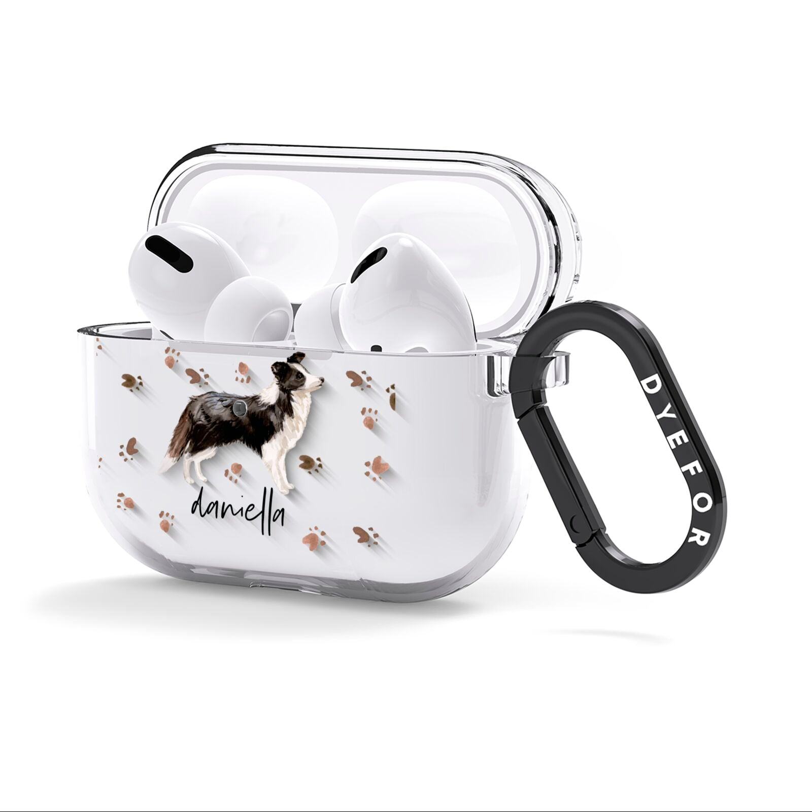 Personalised Border Collie Dog AirPods Clear Case 3rd Gen Side Image