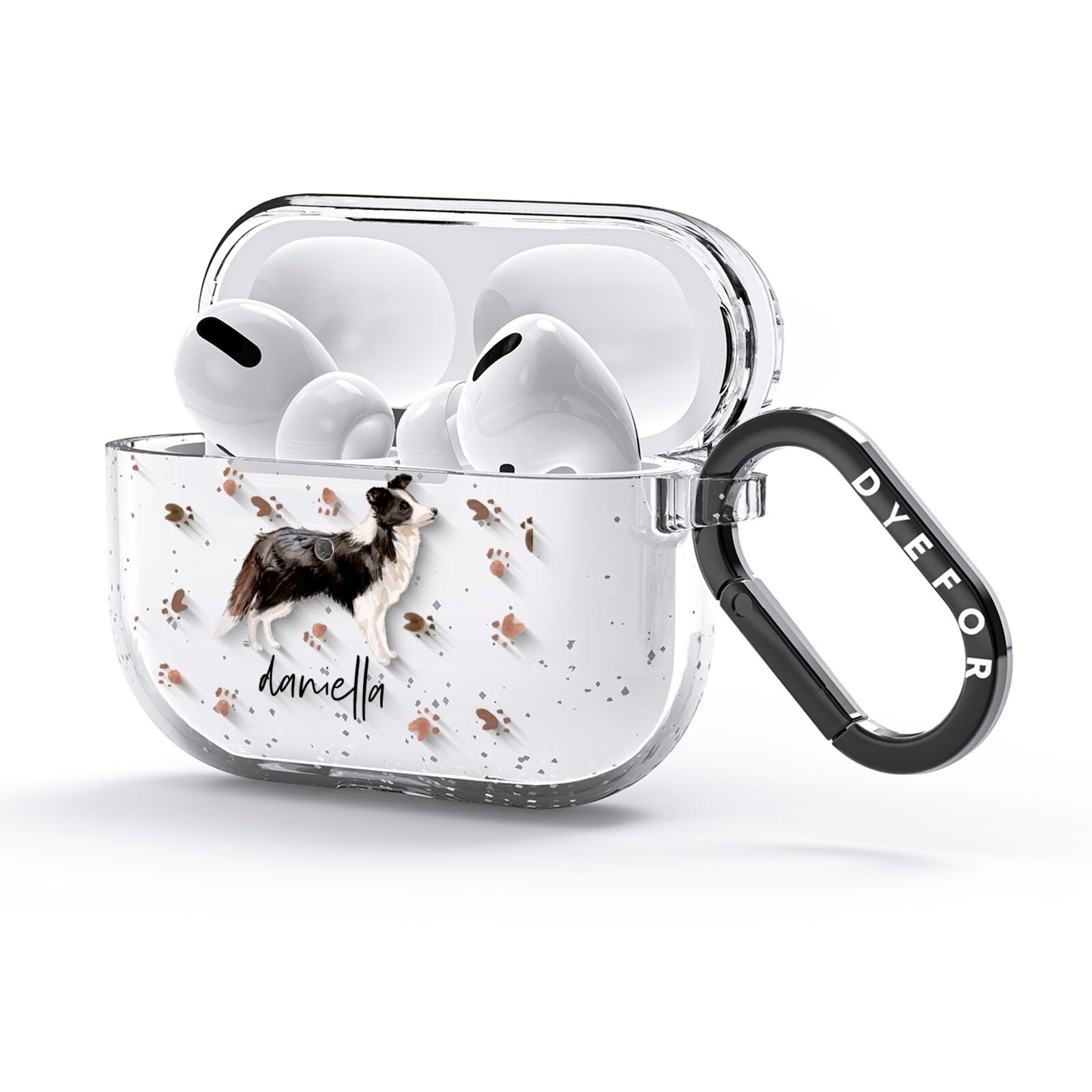 Personalised Border Collie Dog AirPods Glitter Case 3rd Gen Side Image