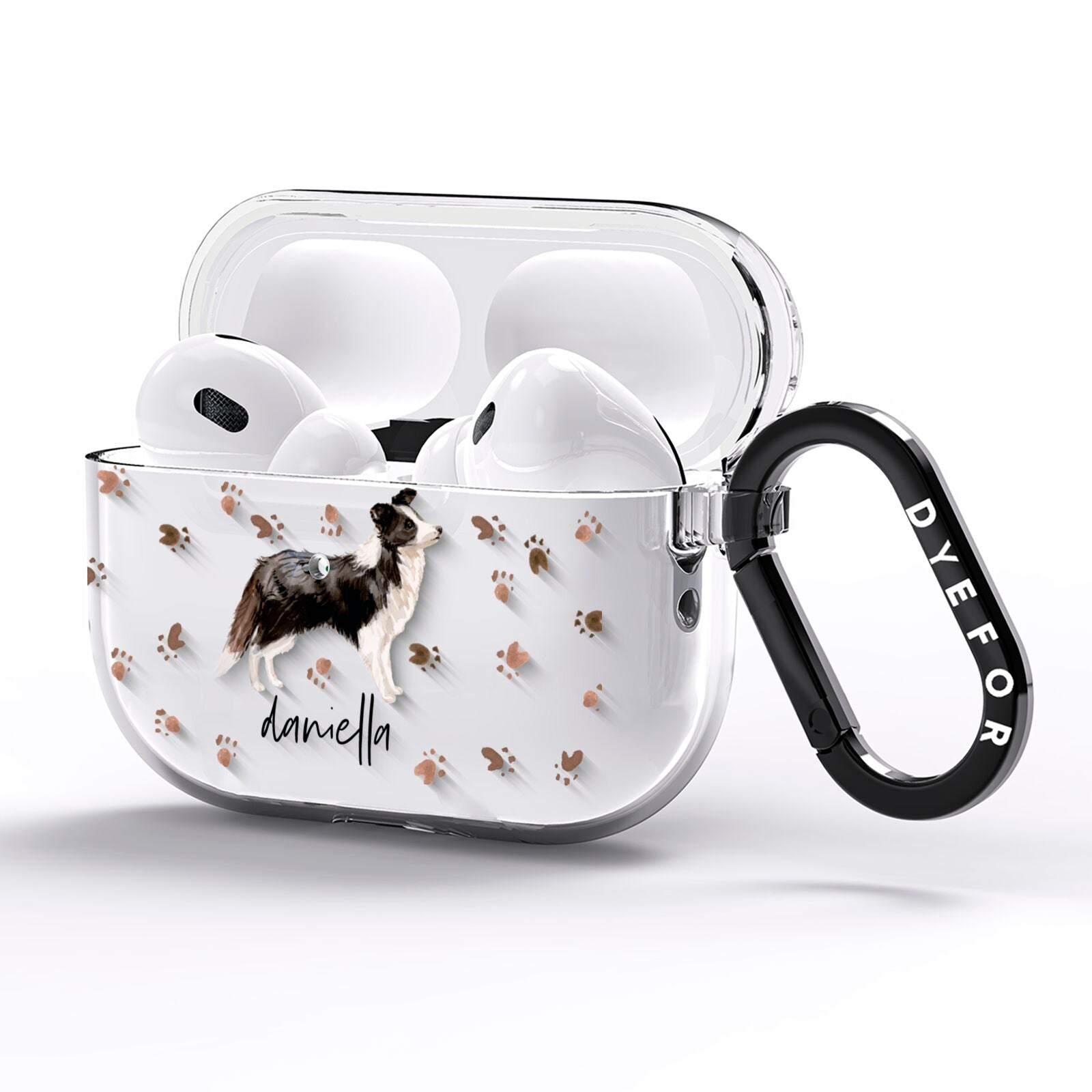 Personalised Border Collie Dog AirPods Pro Clear Case Side Image