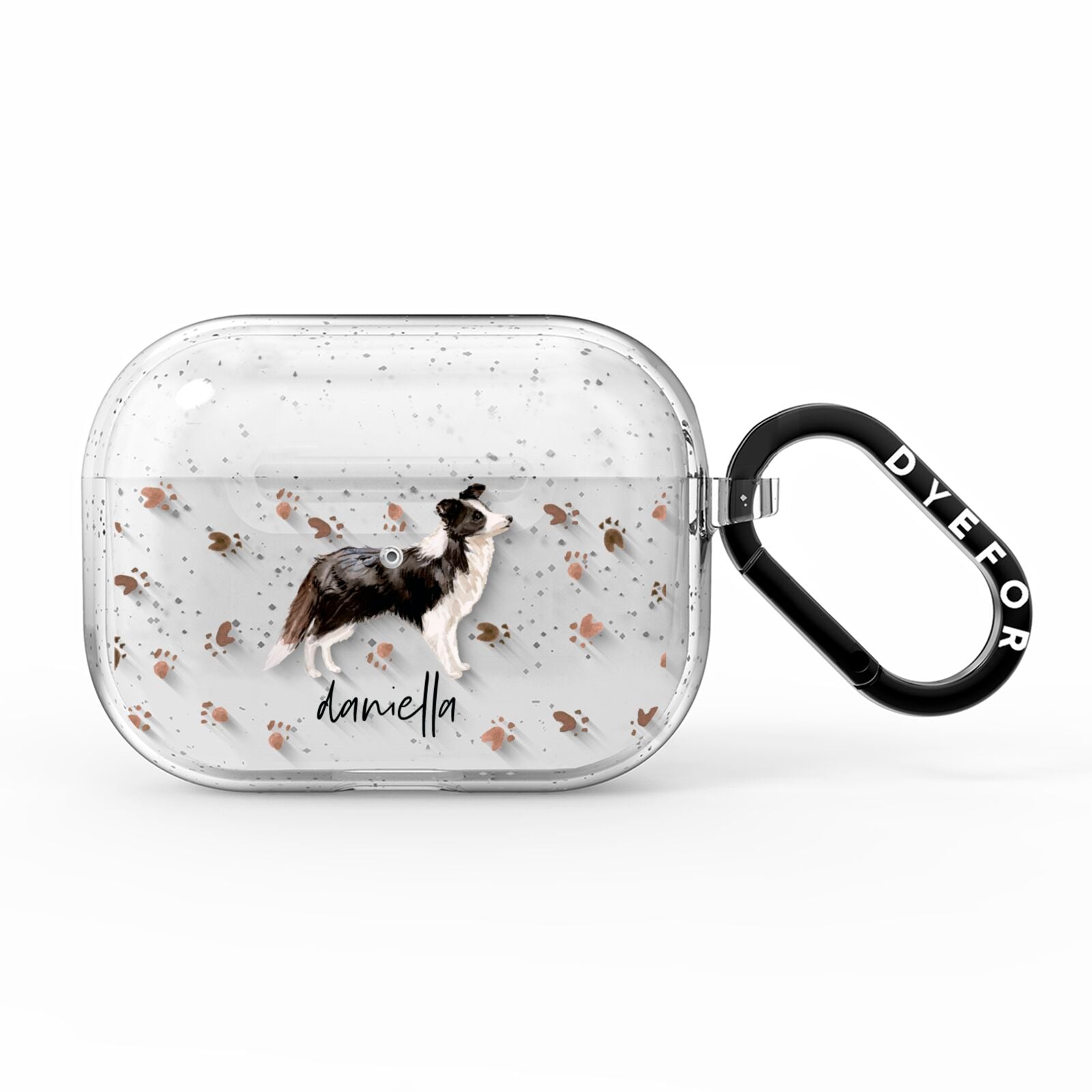 Personalised Border Collie Dog AirPods Pro Glitter Case