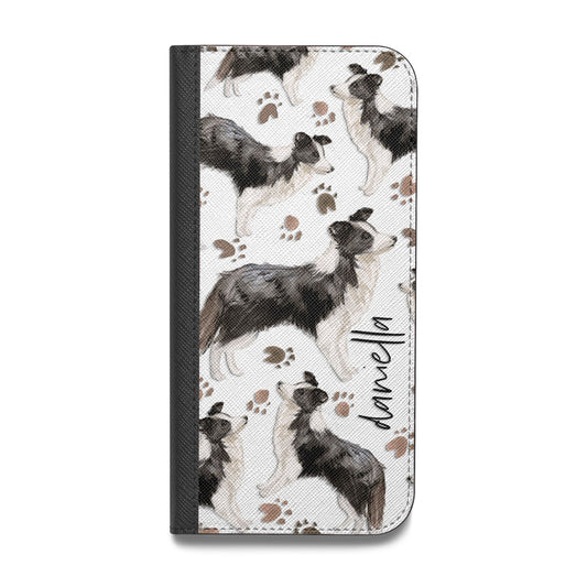 Personalised Border Collie Dog Vegan Leather Flip Samsung Case