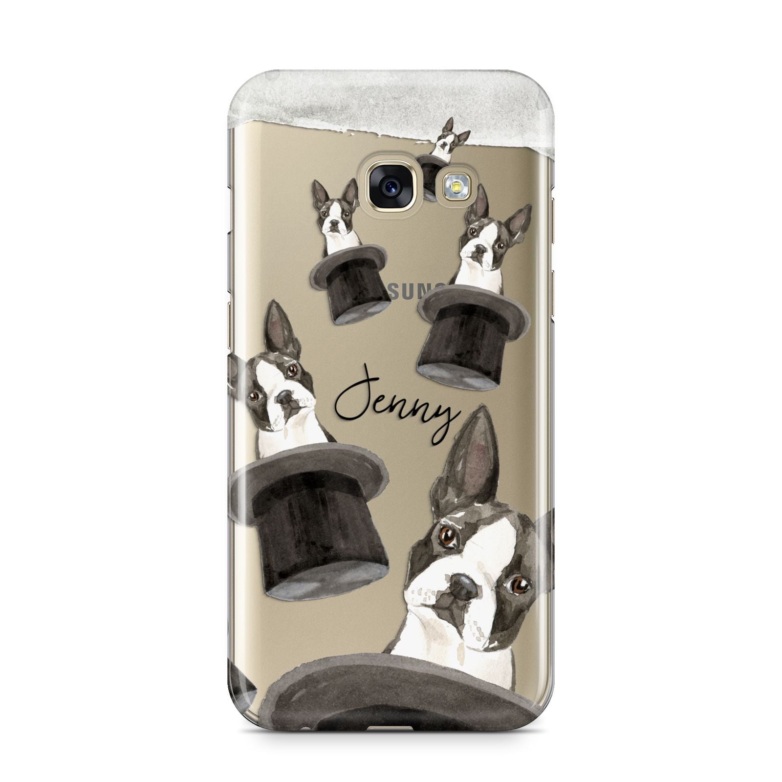 Personalised Boston Terrier Samsung Galaxy A3 2017 Case on gold phone