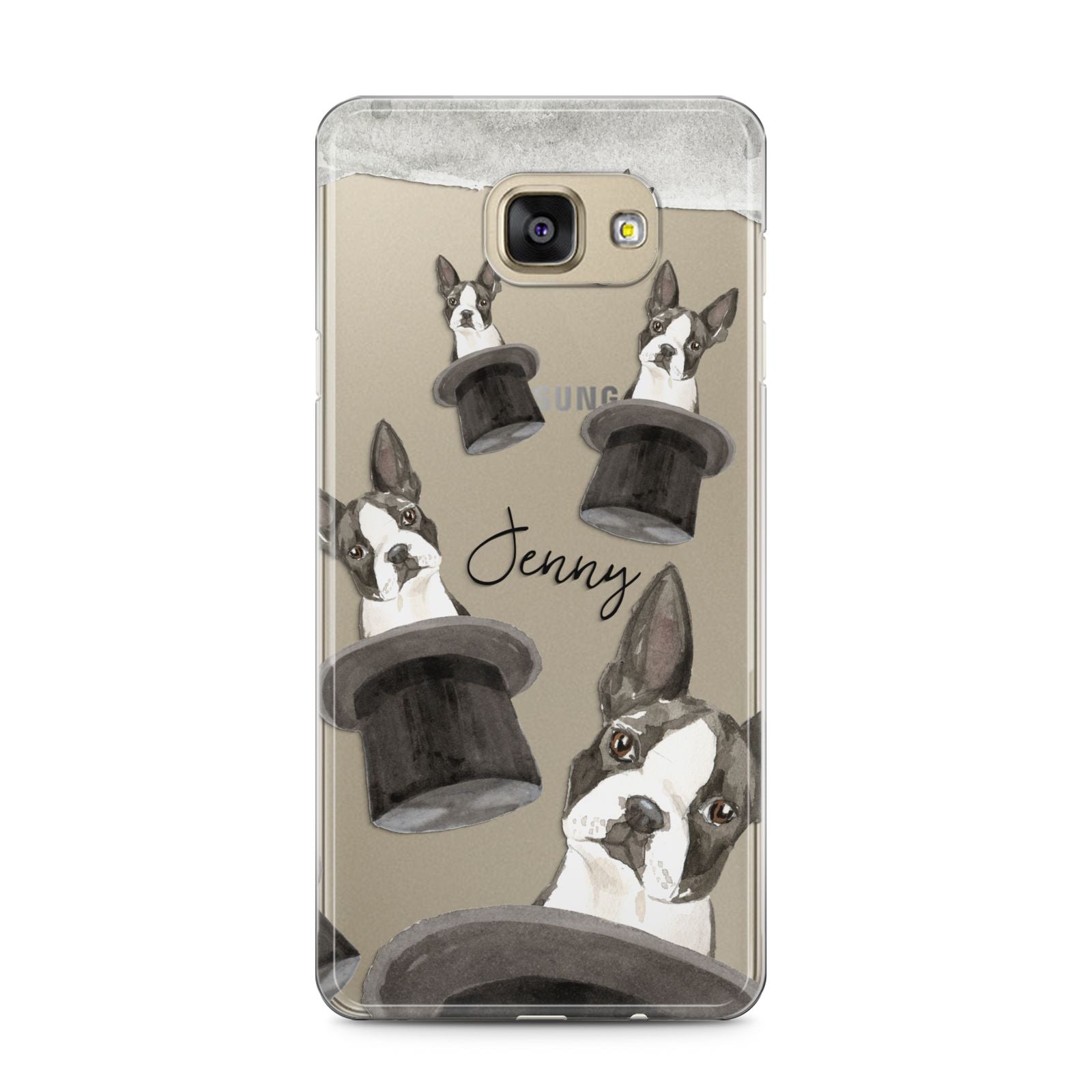 Personalised Boston Terrier Samsung Galaxy A5 2016 Case on gold phone