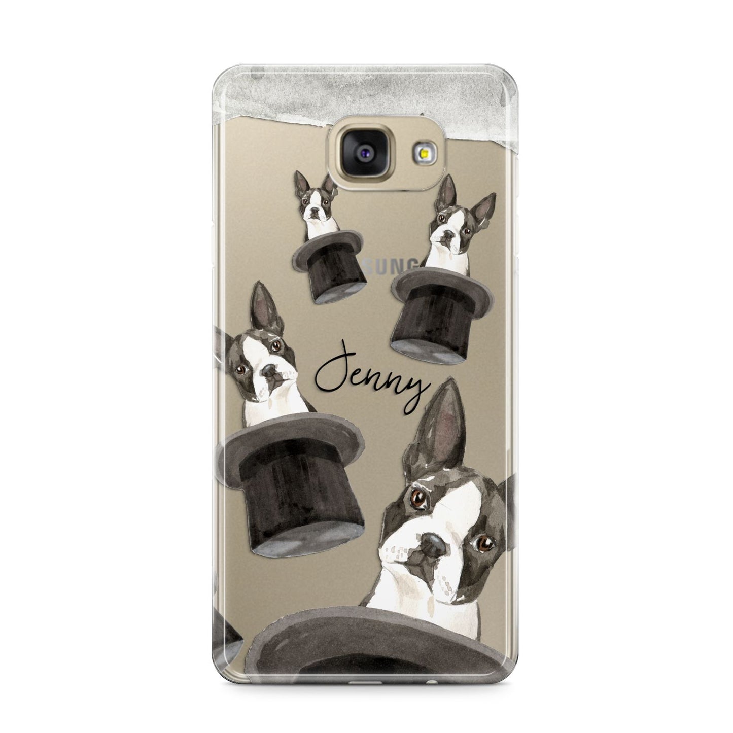 Personalised Boston Terrier Samsung Galaxy A9 2016 Case on gold phone