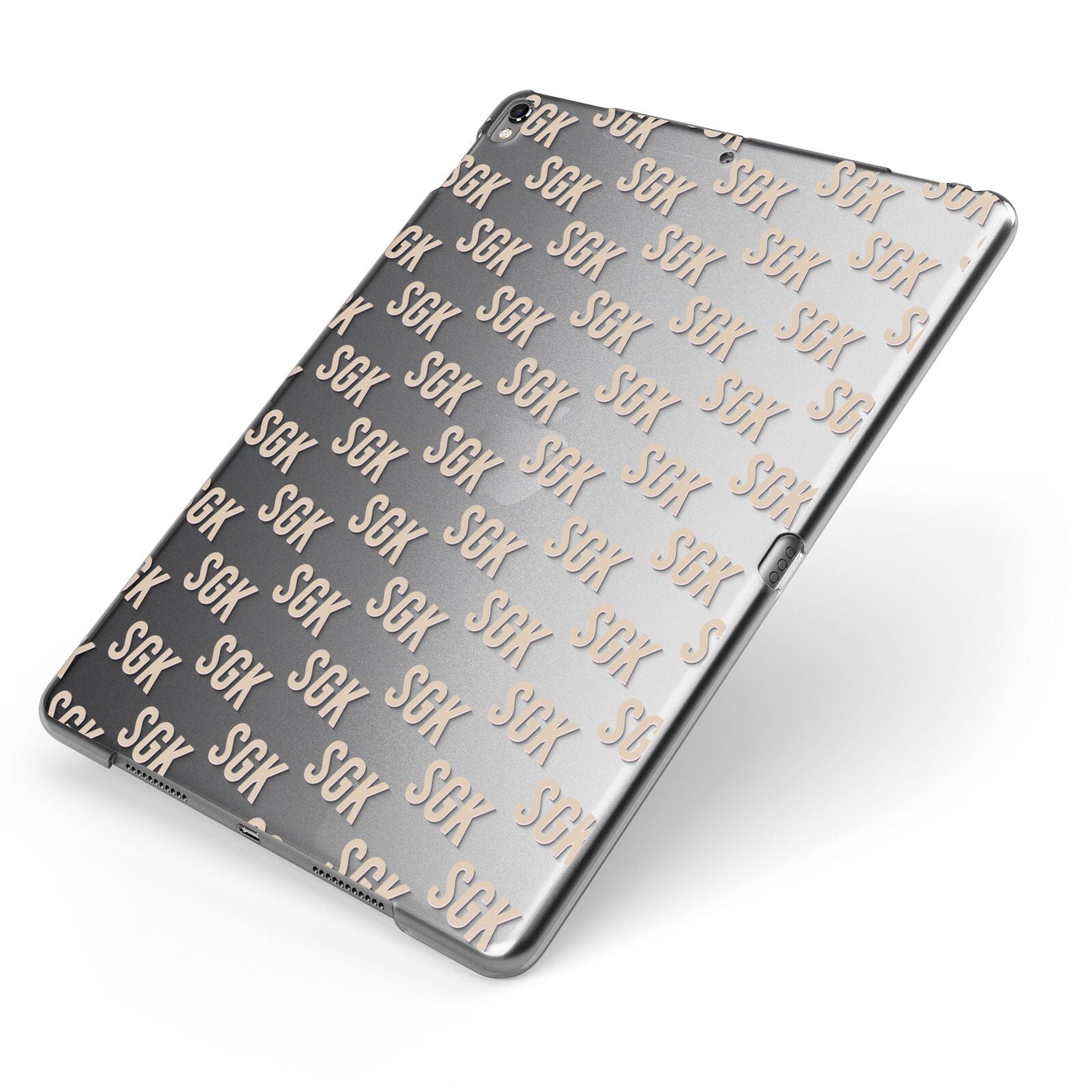 Personalised Brick Pattern Text Apple iPad Case on Grey iPad Side View