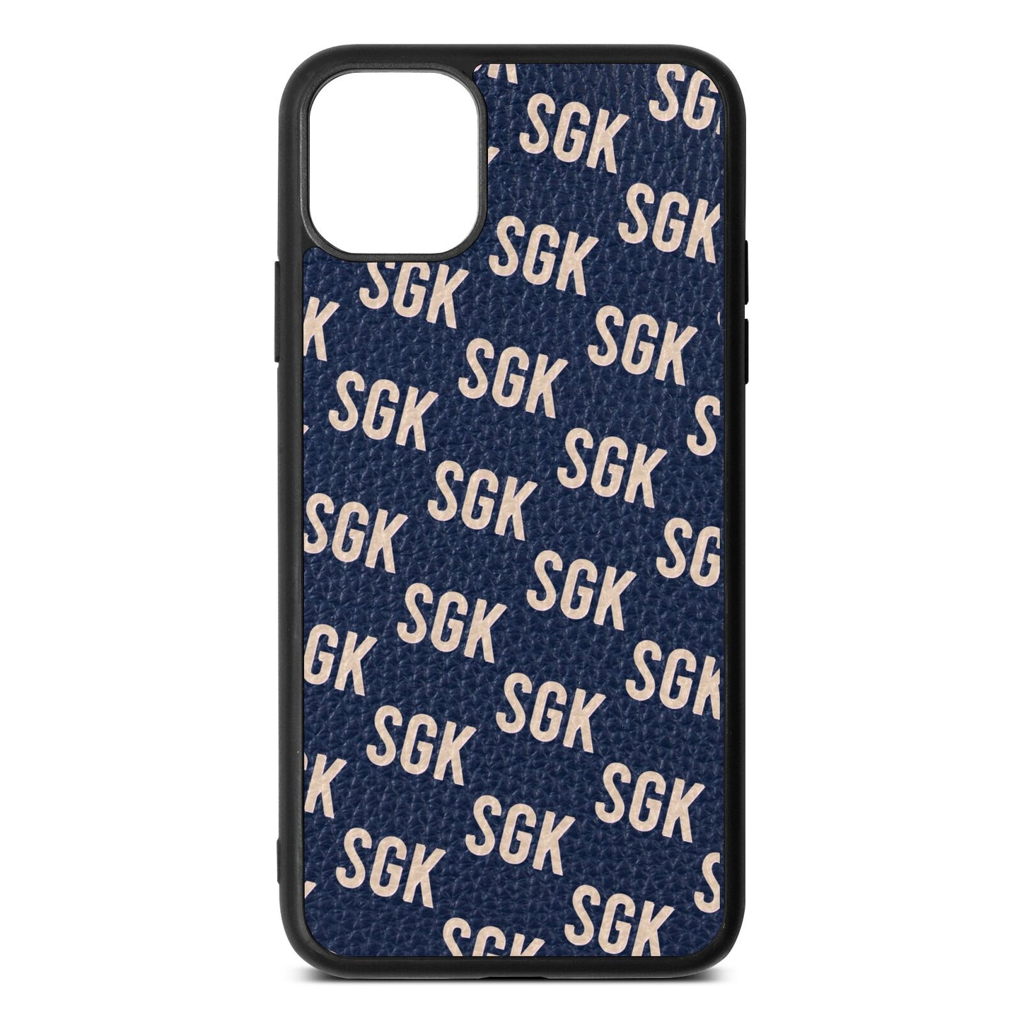 Personalised Brick Pattern Text Navy Blue Pebble Leather iPhone 11 Pro Max Case