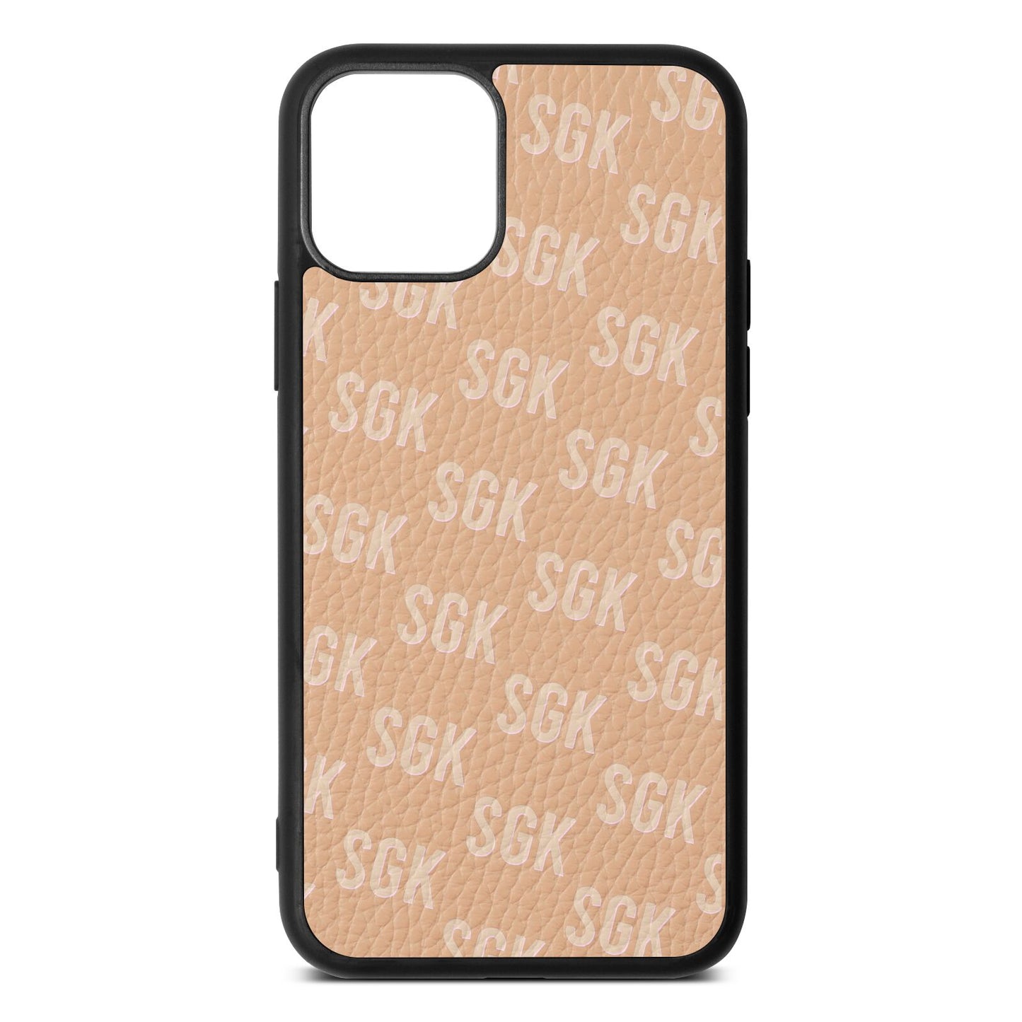 Personalised Brick Pattern Text Nude Pebble Leather iPhone 11 Case