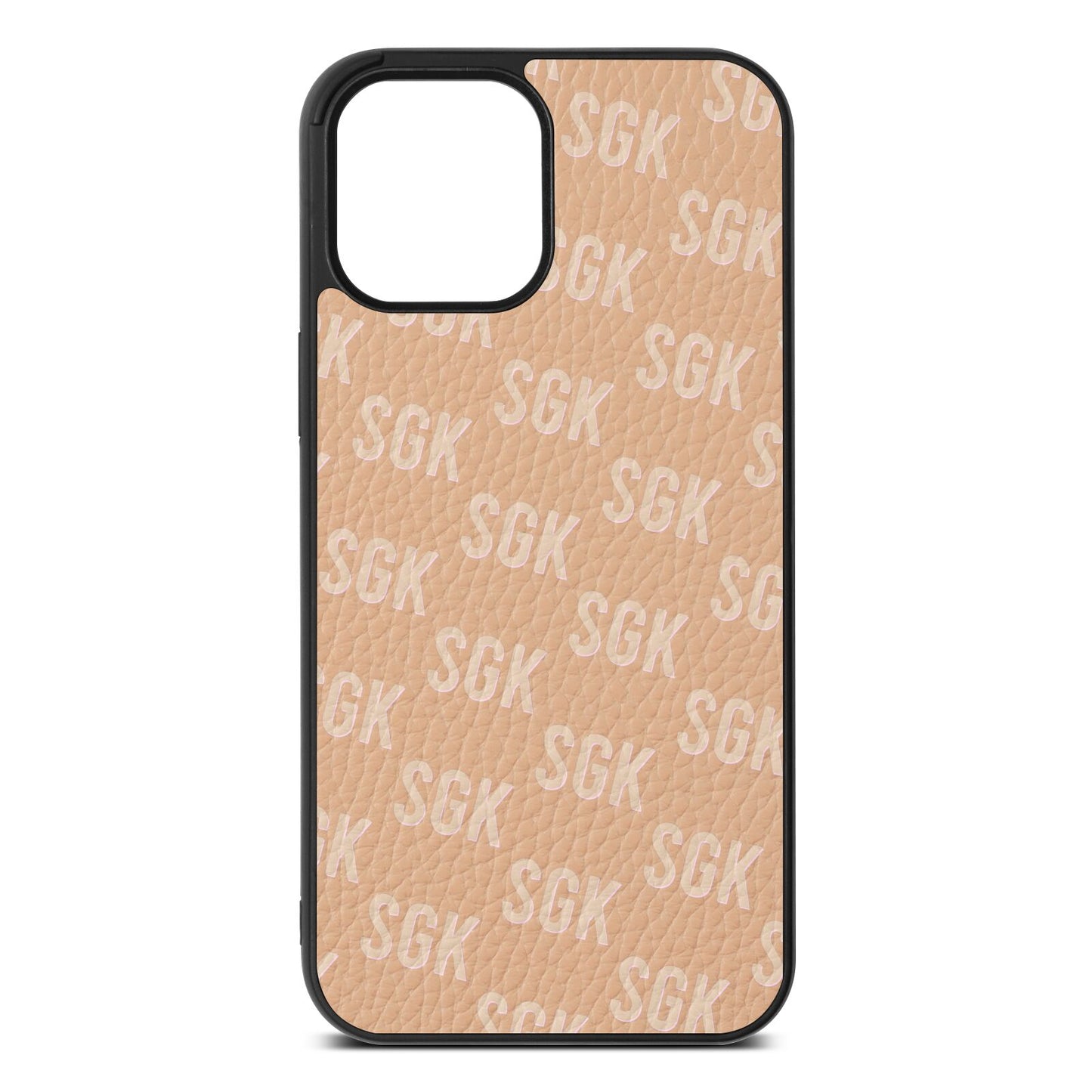 Personalised Brick Pattern Text Nude Pebble Leather iPhone 12 Pro Max Case