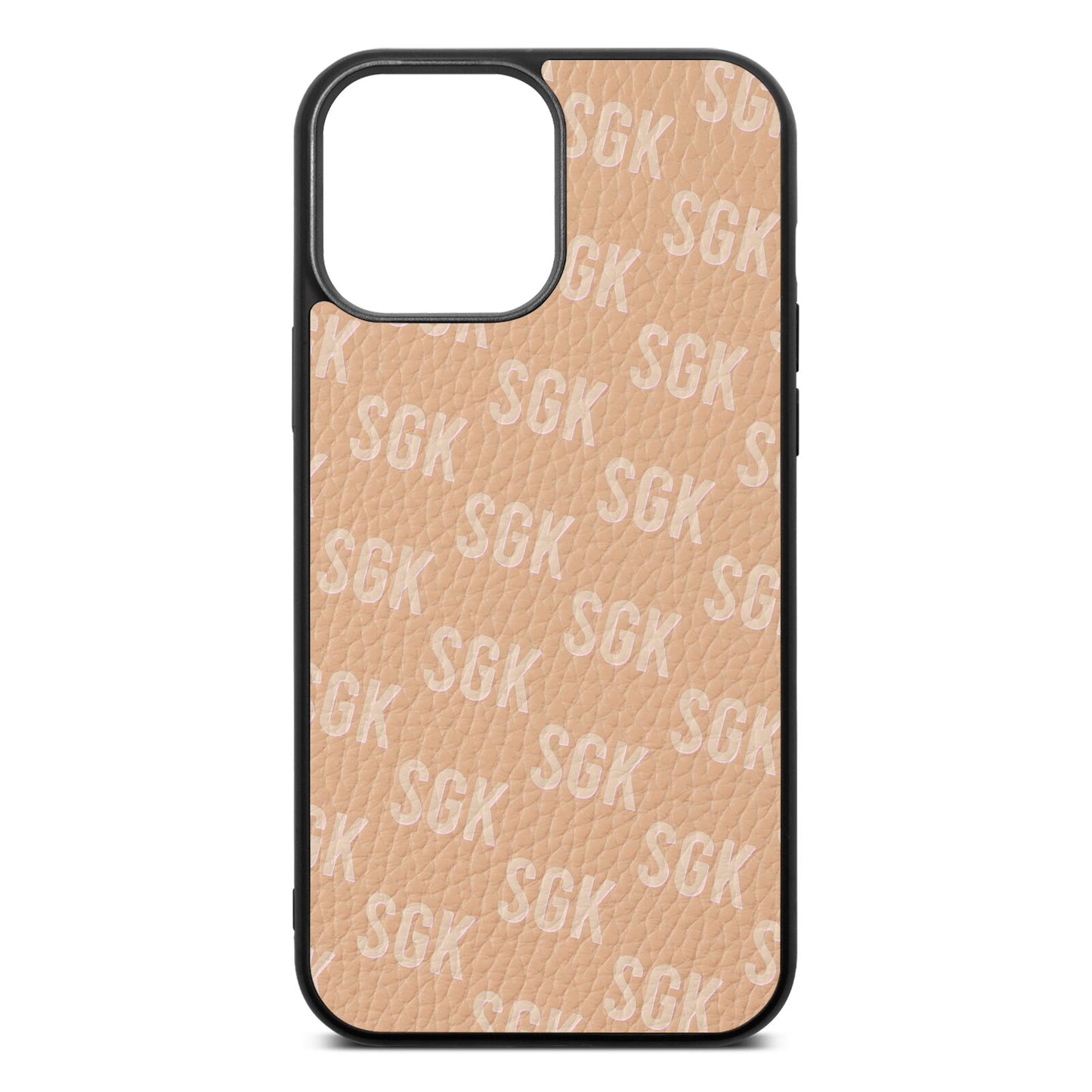 Personalised Brick Pattern Text Nude Pebble Leather iPhone 13 Pro Max Case