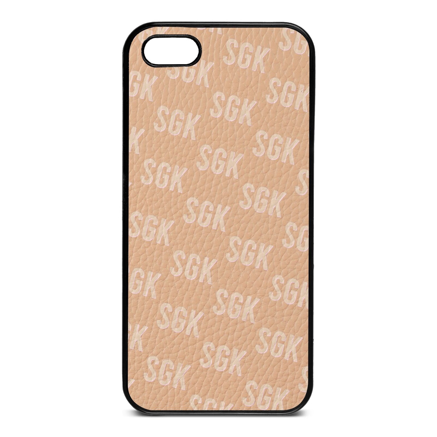 Personalised Brick Pattern Text Nude Pebble Leather iPhone 5 Case