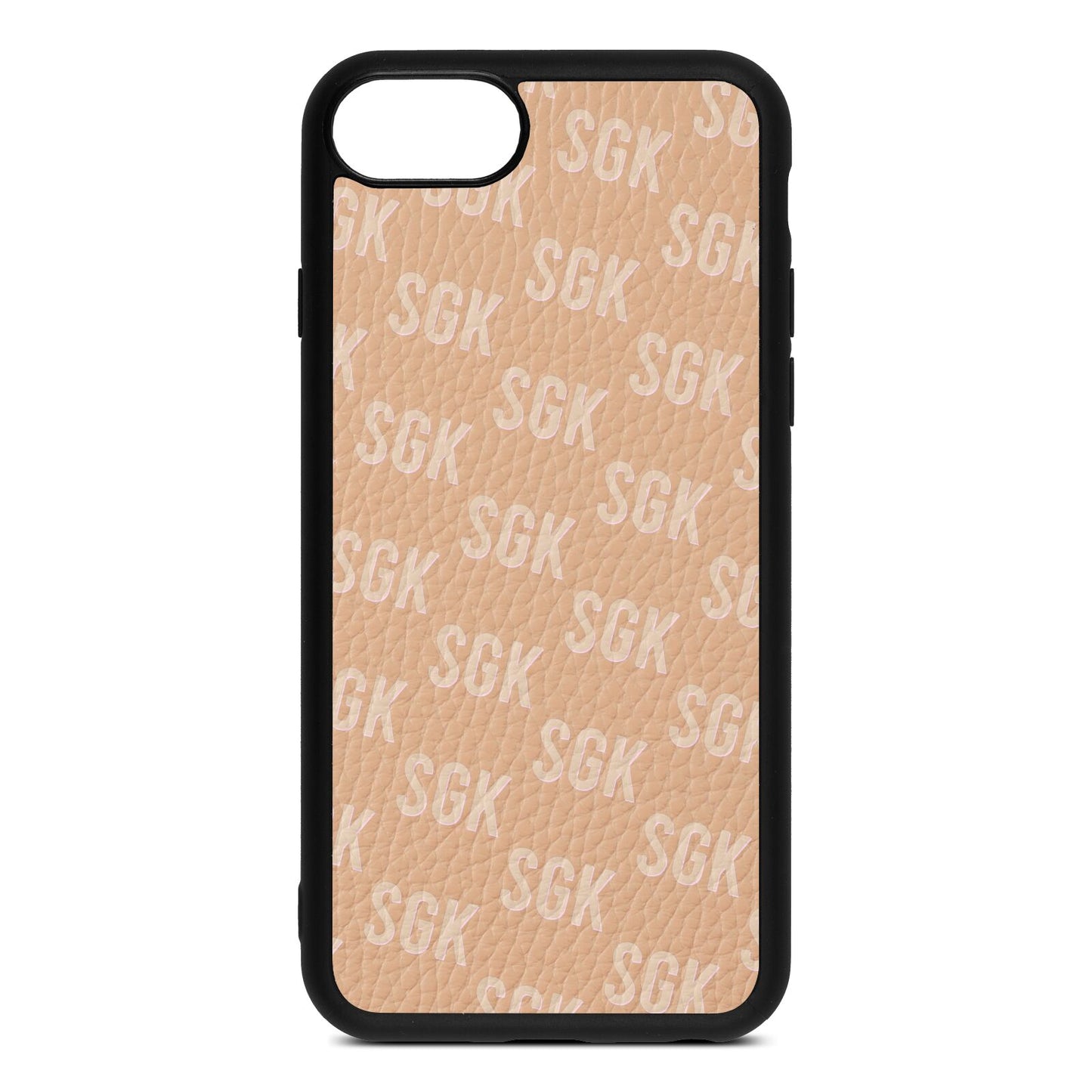 Personalised Brick Pattern Text Nude Pebble Leather iPhone 8 Case