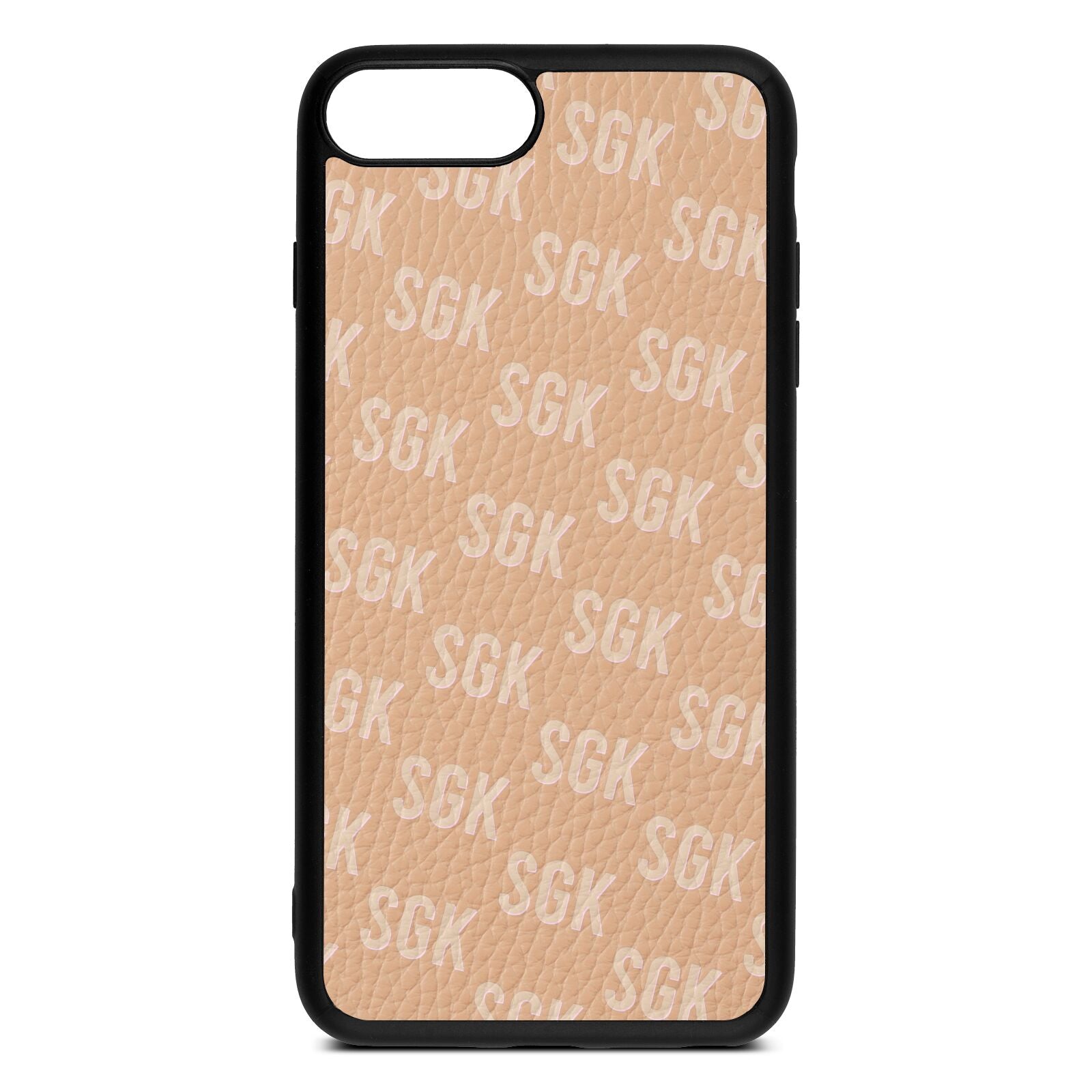 Personalised Brick Pattern Text Nude Pebble Leather iPhone 8 Plus Case