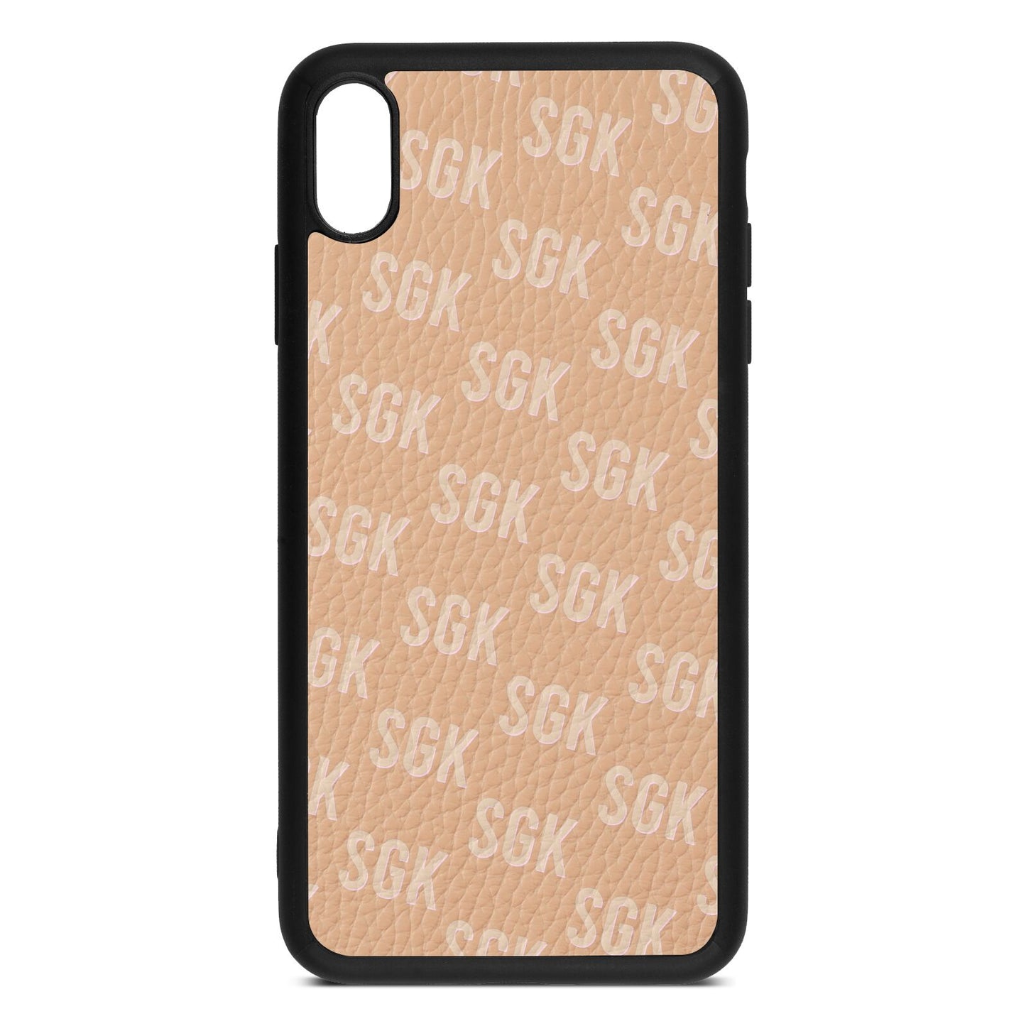 Personalised Brick Pattern Text Nude Pebble Leather iPhone Xs Max Case