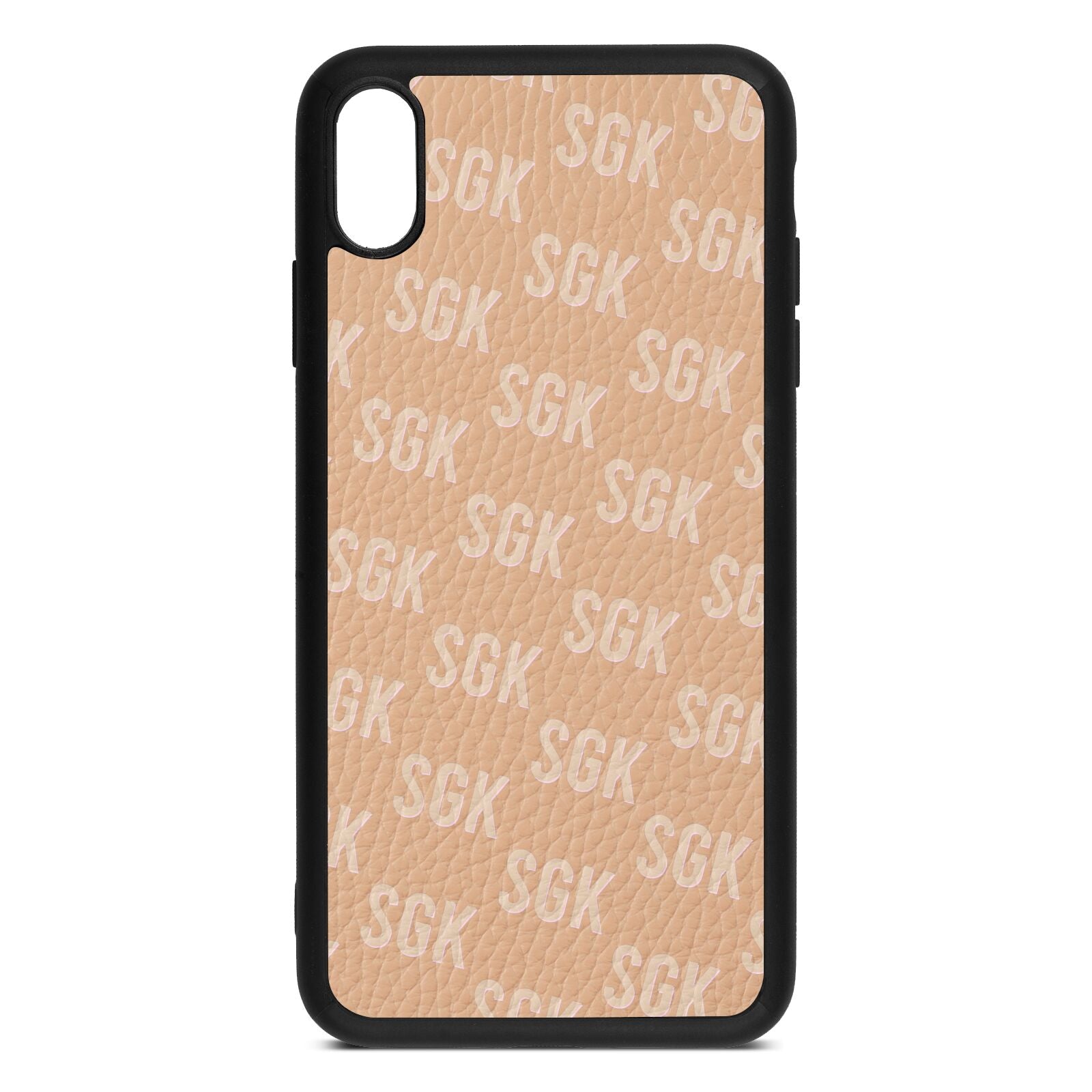 Personalised Brick Pattern Text Nude Pebble Leather iPhone Xs Max Case