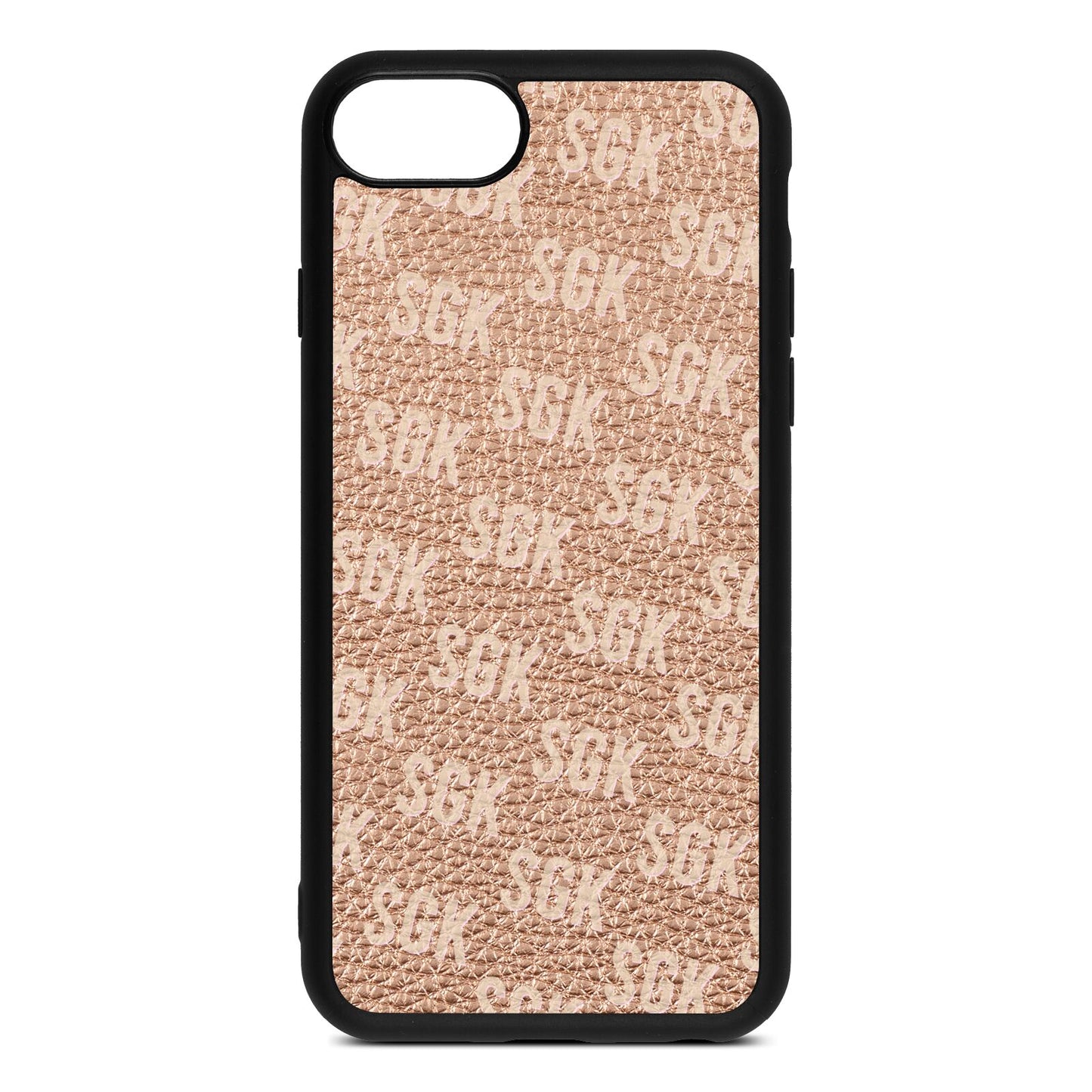 Personalised Brick Pattern Text Rose Gold Pebble Leather iPhone 8 Case