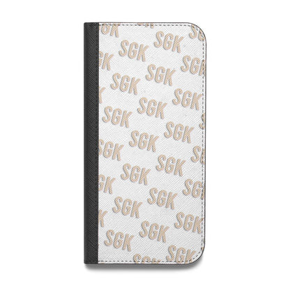 Personalised Brick Pattern Text Vegan Leather Flip iPhone Case