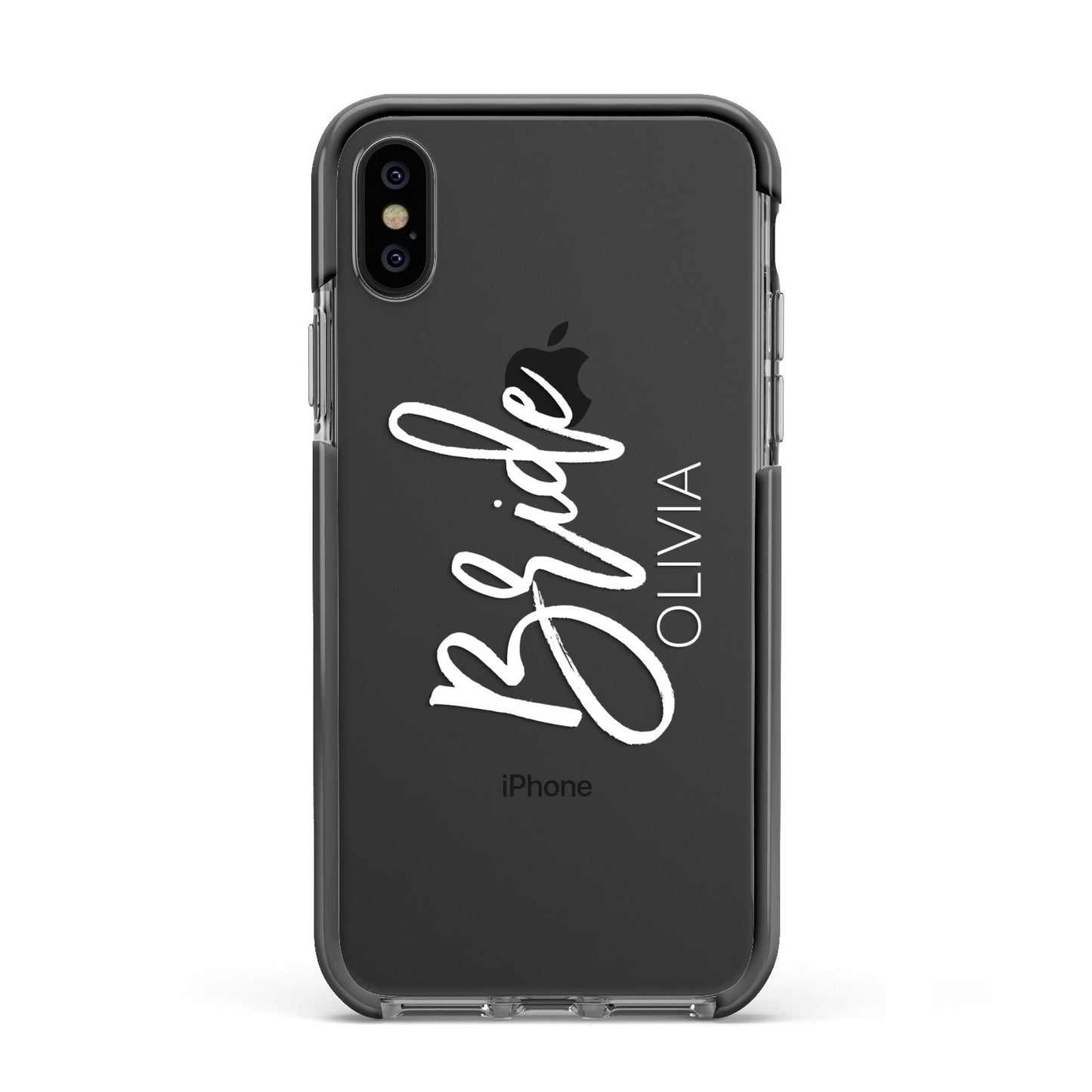 Personalised Bride Apple iPhone Xs Impact Case Black Edge on Black Phone