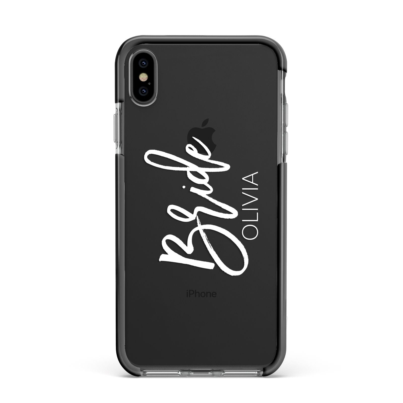 Personalised Bride Apple iPhone Xs Max Impact Case Black Edge on Black Phone