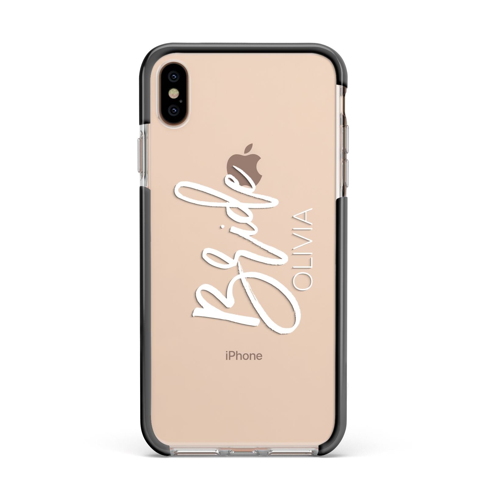 Personalised Bride Apple iPhone Xs Max Impact Case Black Edge on Gold Phone