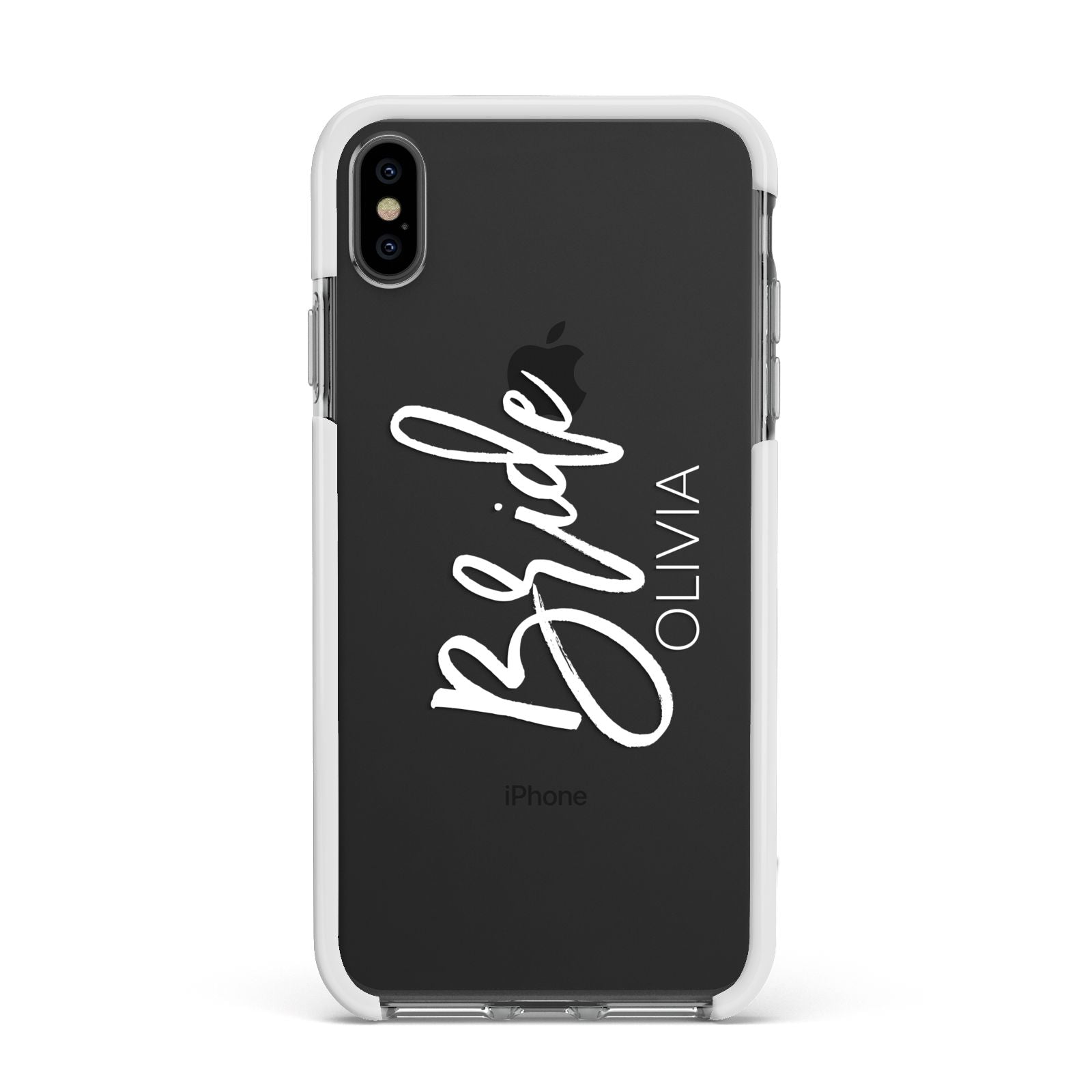 Personalised Bride Apple iPhone Xs Max Impact Case White Edge on Black Phone