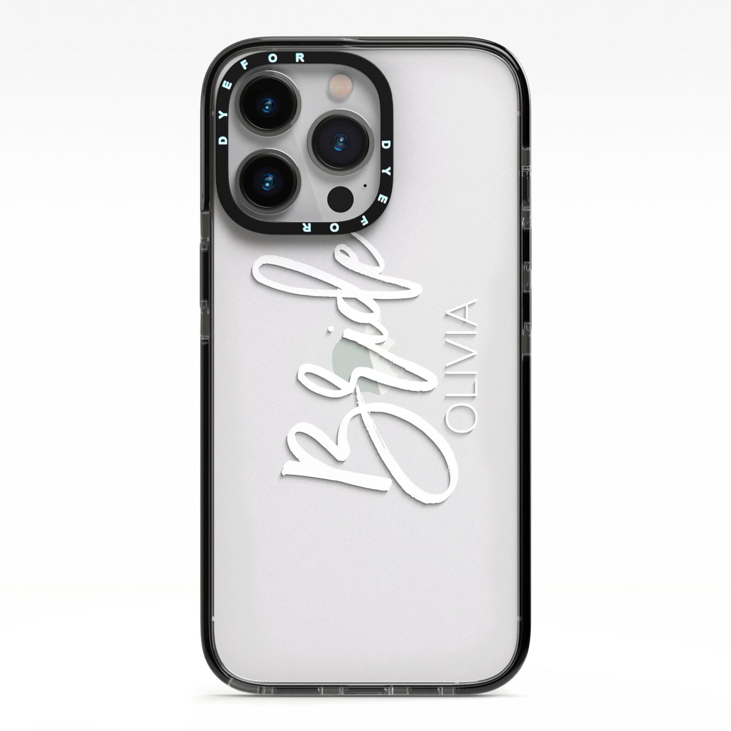 Personalised Bride iPhone 13 Pro Black Impact Case on Silver phone