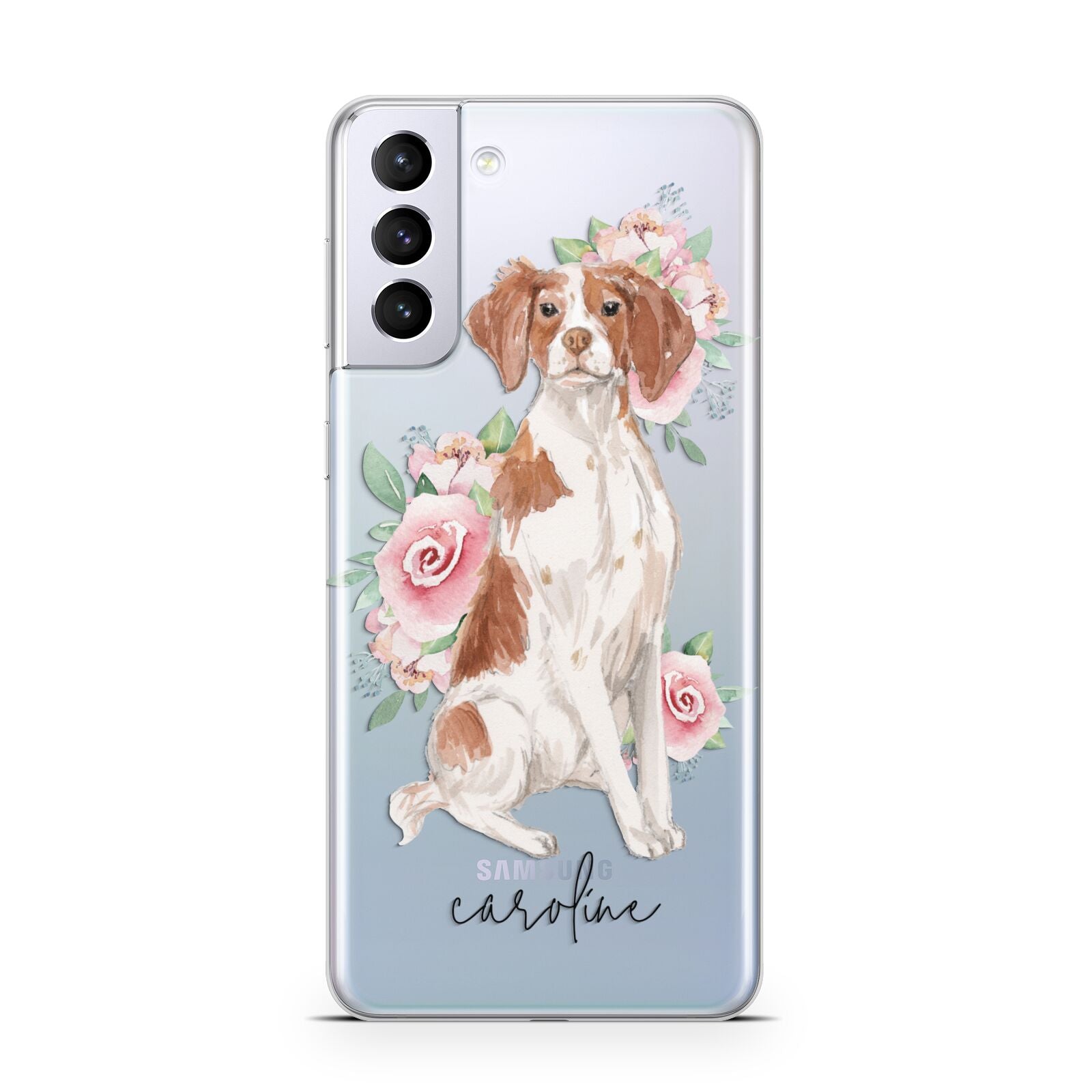 Personalised Brittany Dog Samsung S21 Plus Case