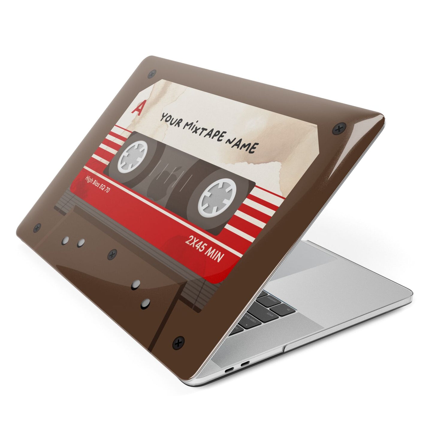 Personalised Brown Mixtape Apple MacBook Case Side View