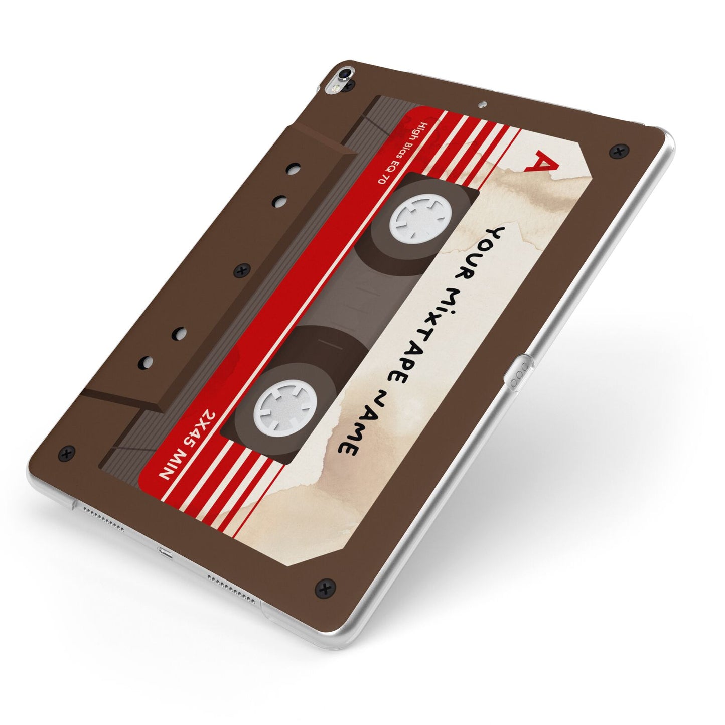 Personalised Brown Mixtape Apple iPad Case on Silver iPad Side View