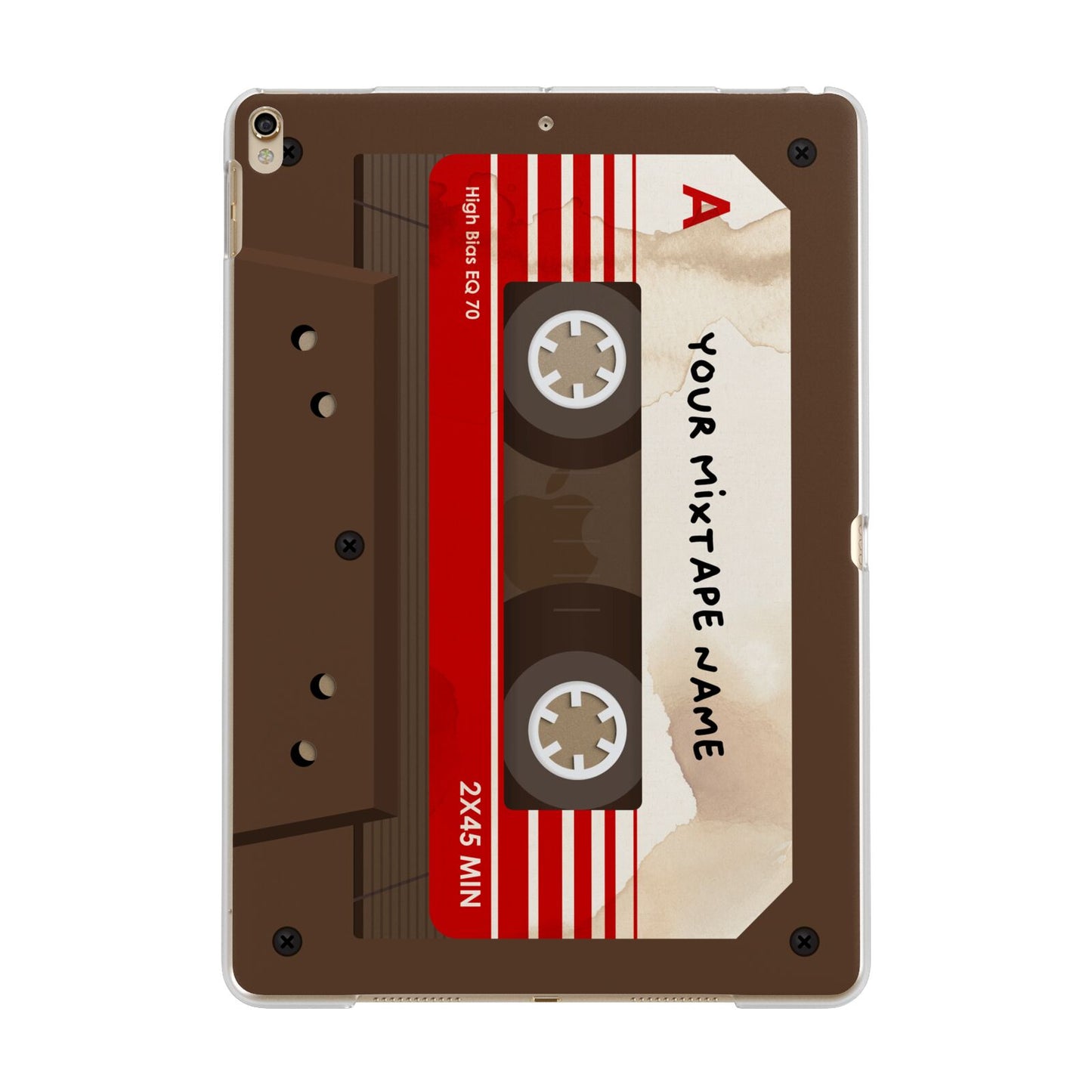 Personalised Brown Mixtape Apple iPad Gold Case