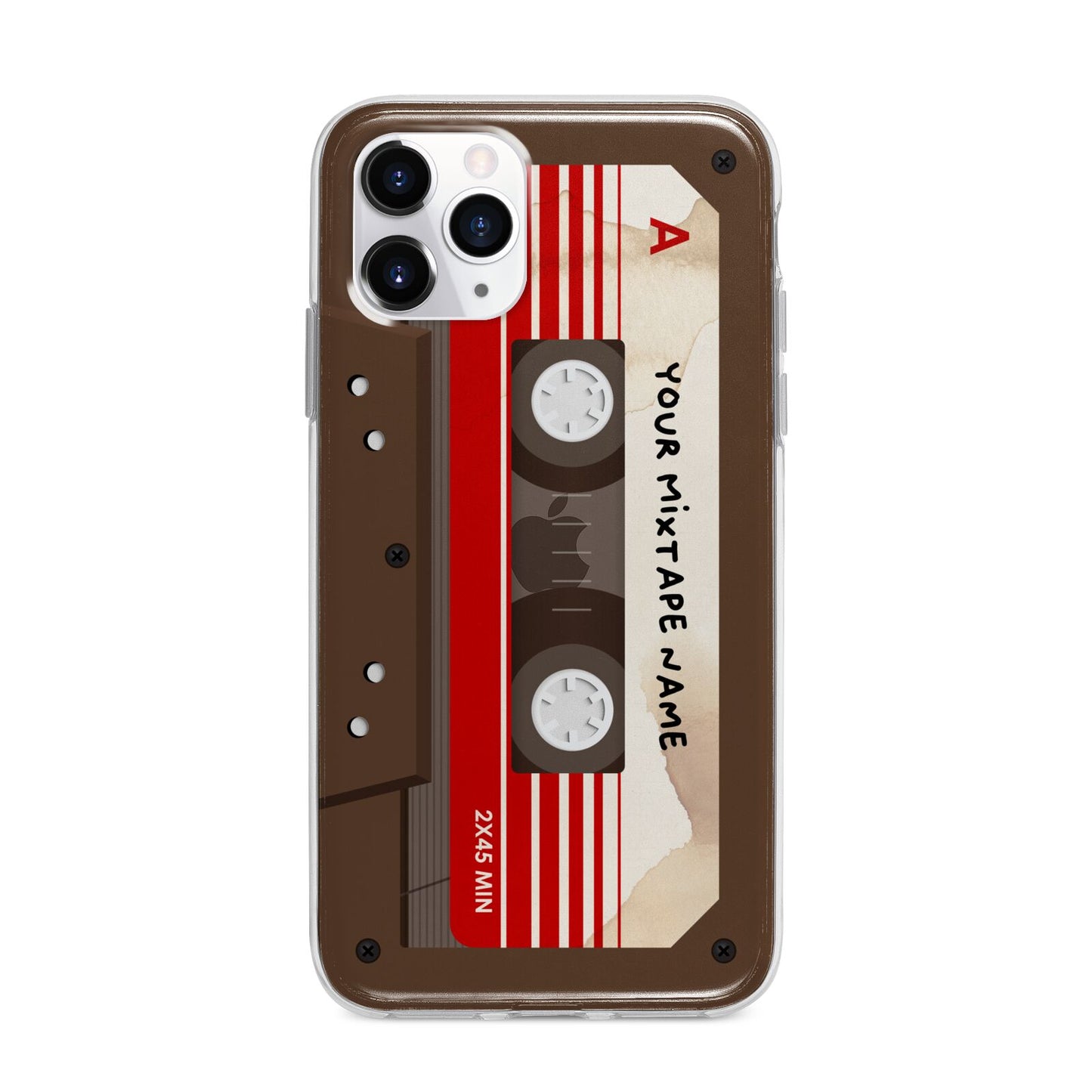 Personalised Brown Mixtape Apple iPhone 11 Pro Max in Silver with Bumper Case