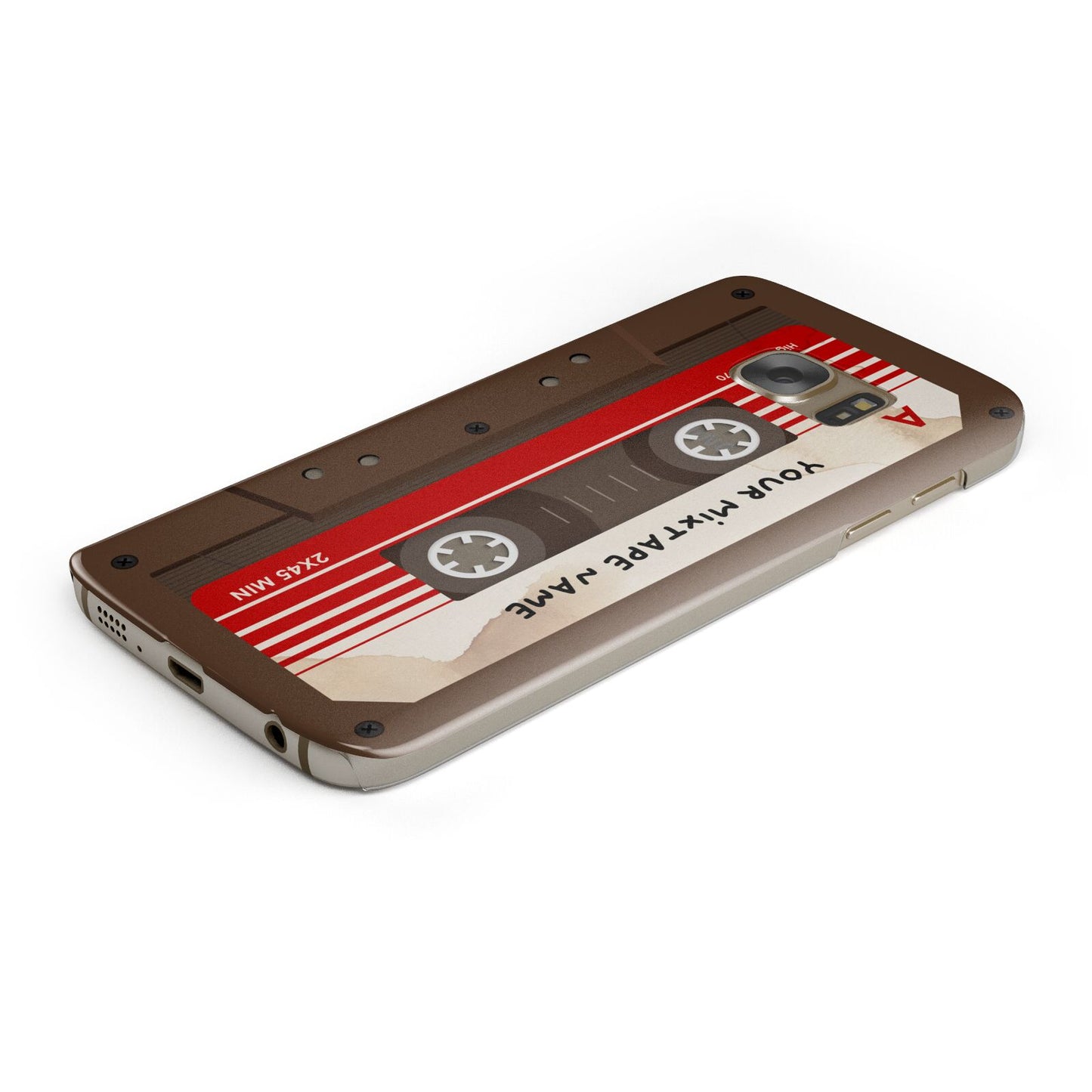 Personalised Brown Mixtape Protective Samsung Galaxy Case Angled Image