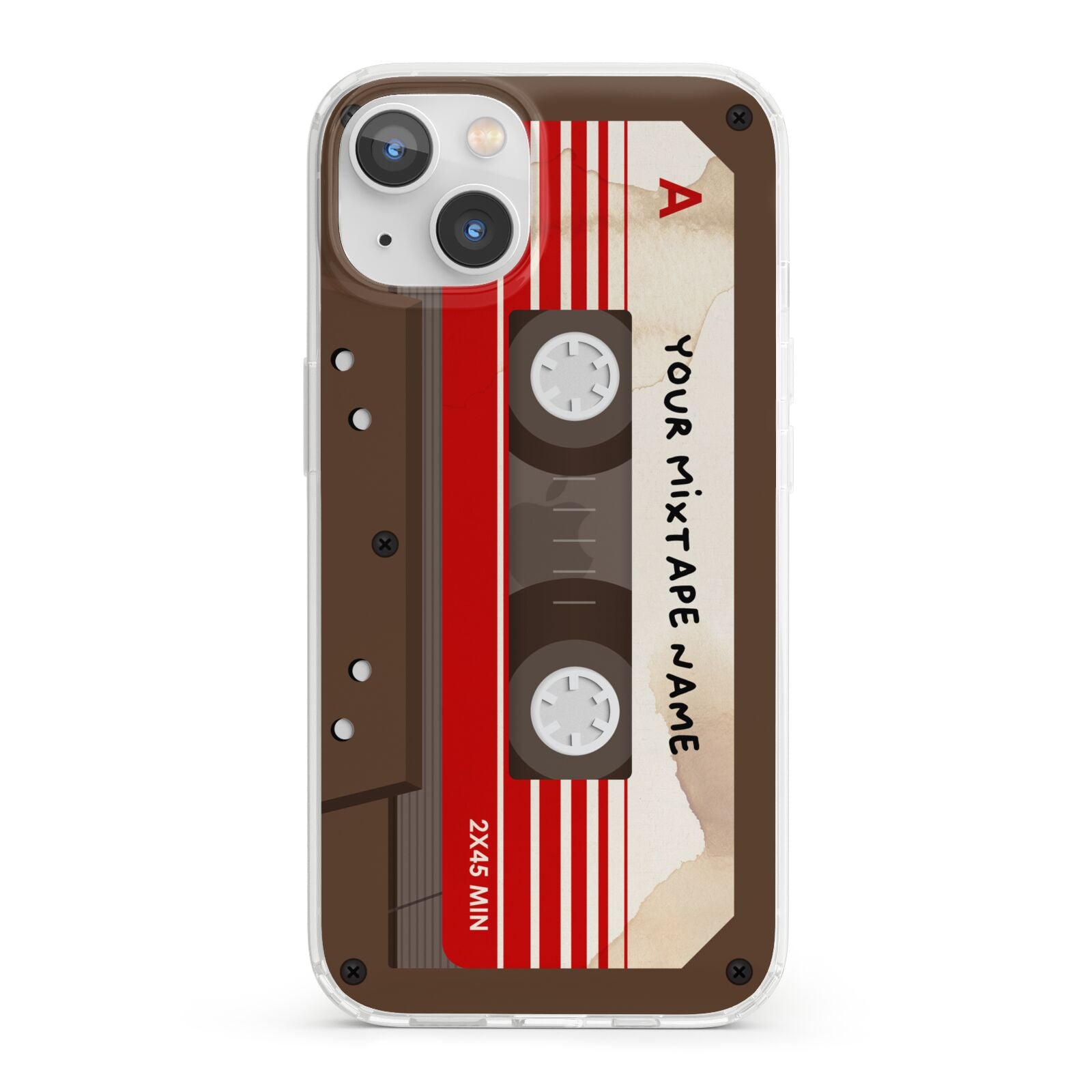 Personalised Brown Mixtape iPhone 13 Clear Bumper Case