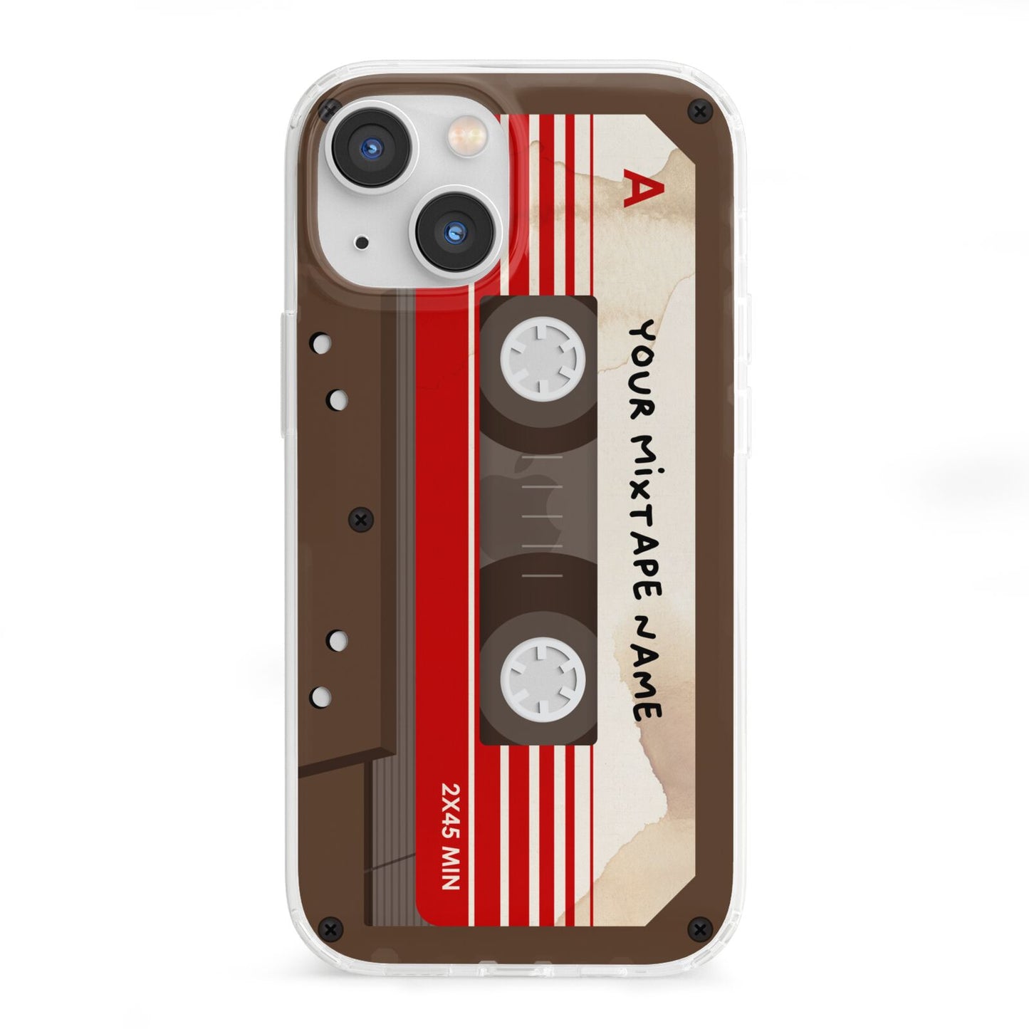 Personalised Brown Mixtape iPhone 13 Mini Clear Bumper Case