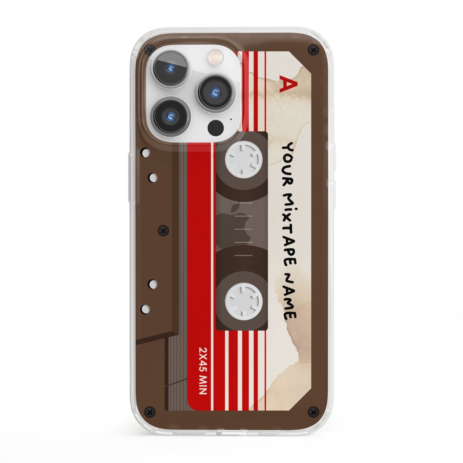 Personalised Brown Mixtape iPhone 13 Pro Clear Bumper Case