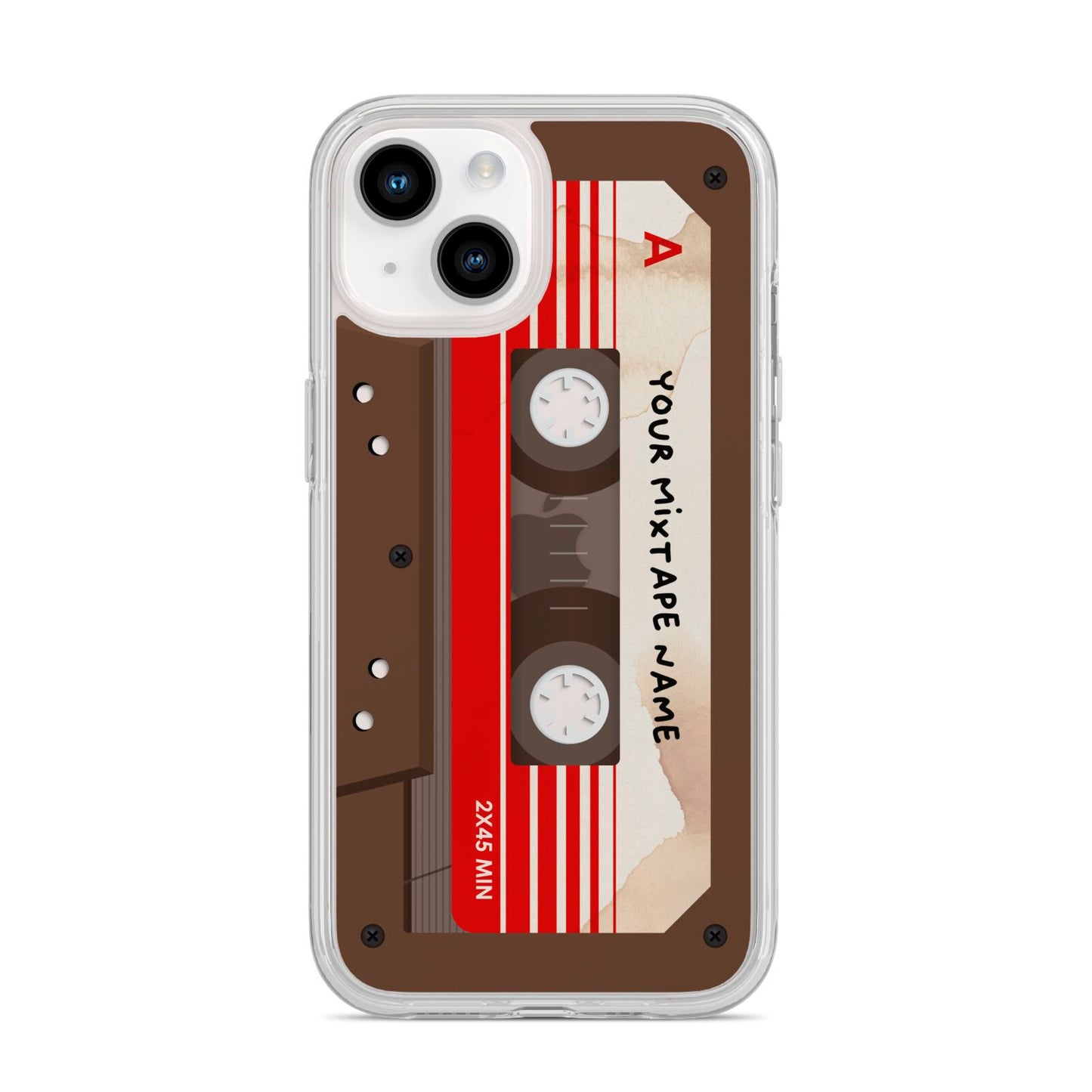 Personalised Brown Mixtape iPhone 14 Clear Tough Case Starlight