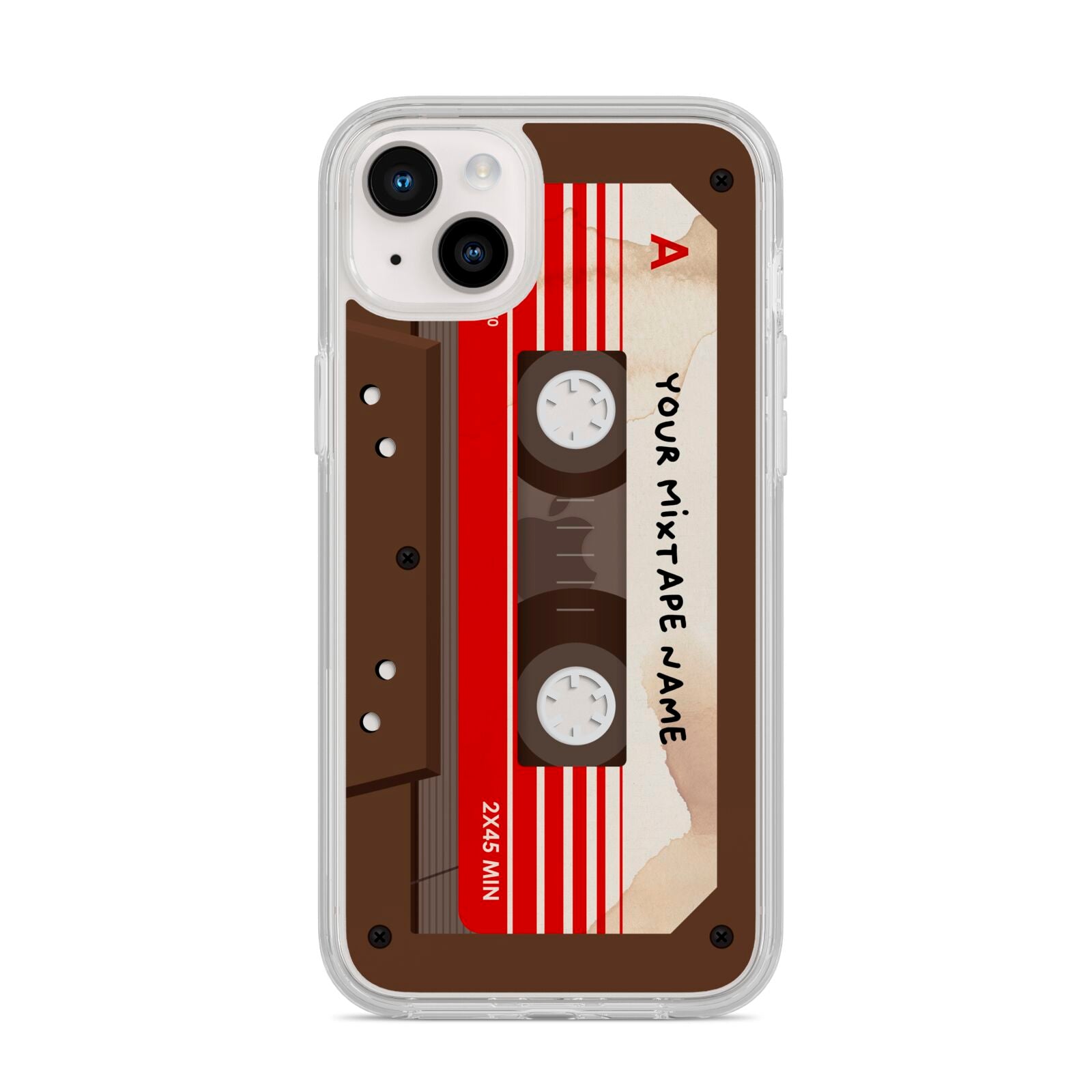 Personalised Brown Mixtape iPhone 14 Plus Clear Tough Case Starlight