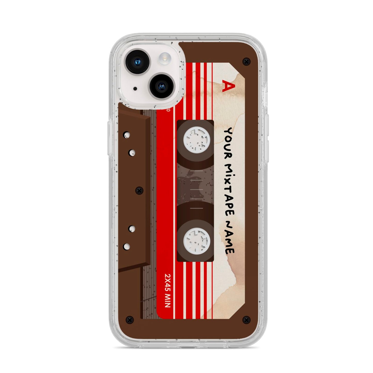 Personalised Brown Mixtape iPhone 14 Plus Glitter Tough Case Starlight