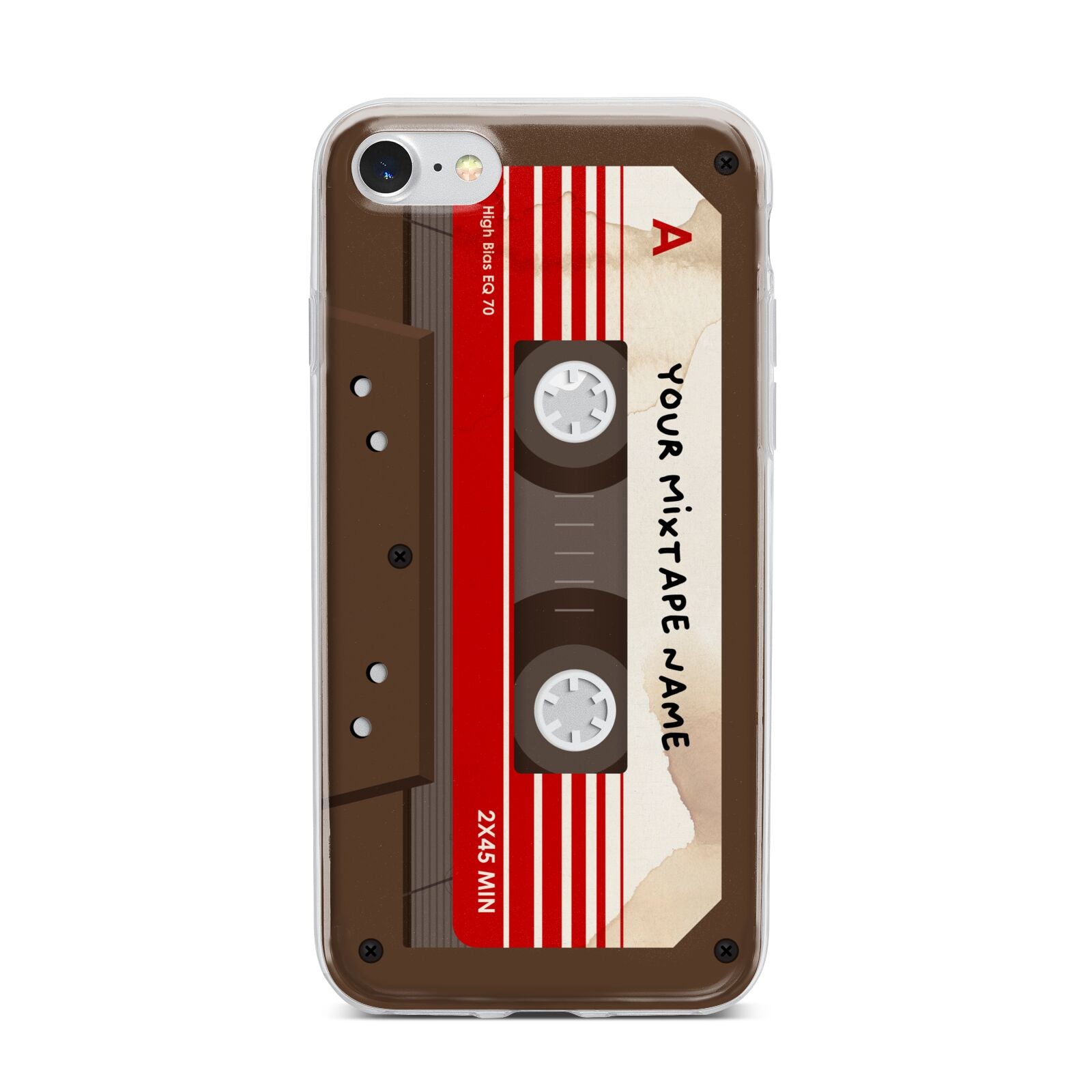 Personalised Brown Mixtape iPhone 7 Bumper Case on Silver iPhone