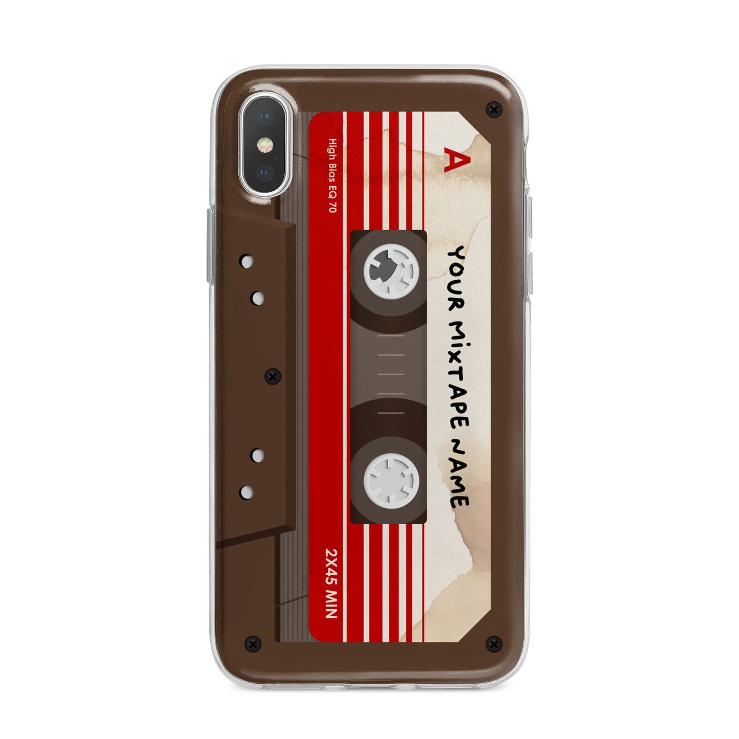 Personalised Brown Mixtape iPhone X Bumper Case on Silver iPhone Alternative Image 1