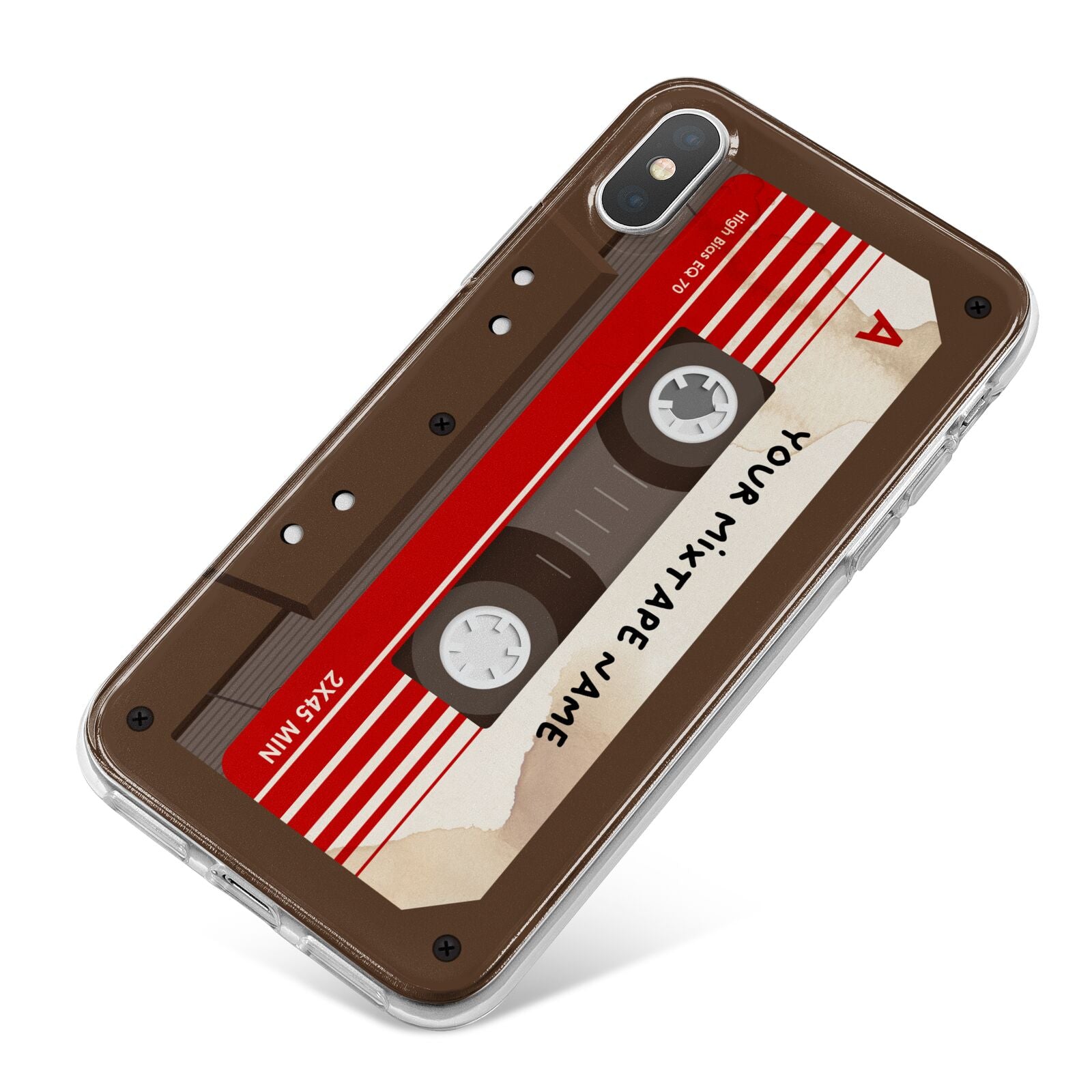 Personalised Brown Mixtape iPhone X Bumper Case on Silver iPhone