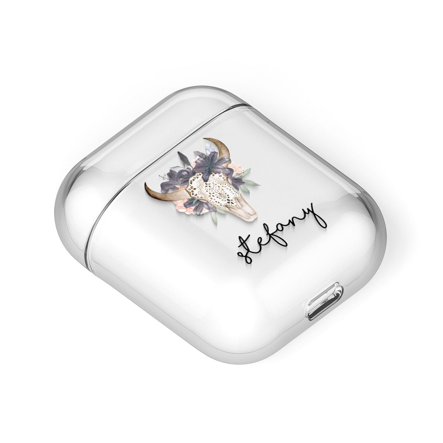 Personalised Bull s Head AirPods Case Laid Flat